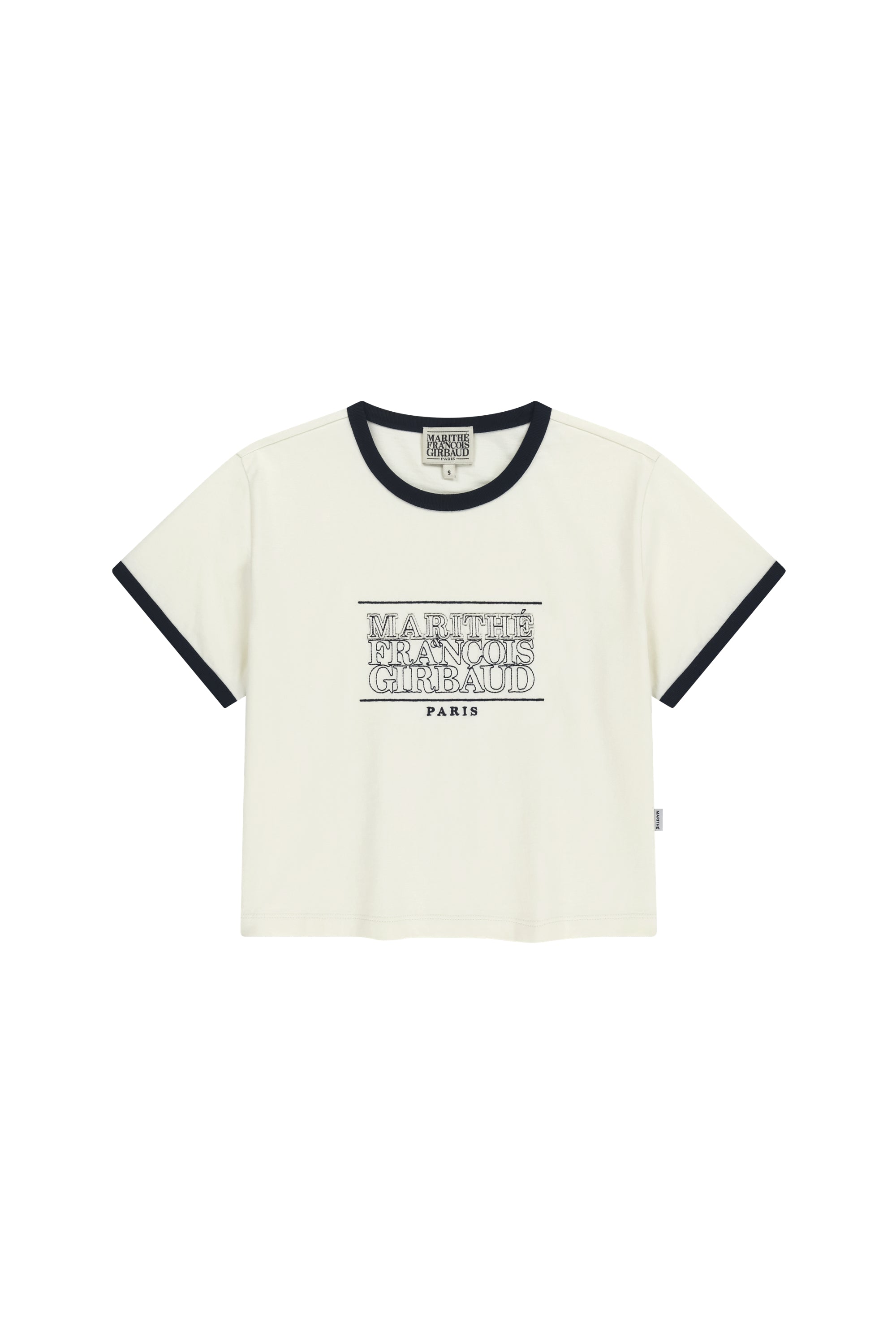 W Classic Logo Applique Ringer Tee Ivory