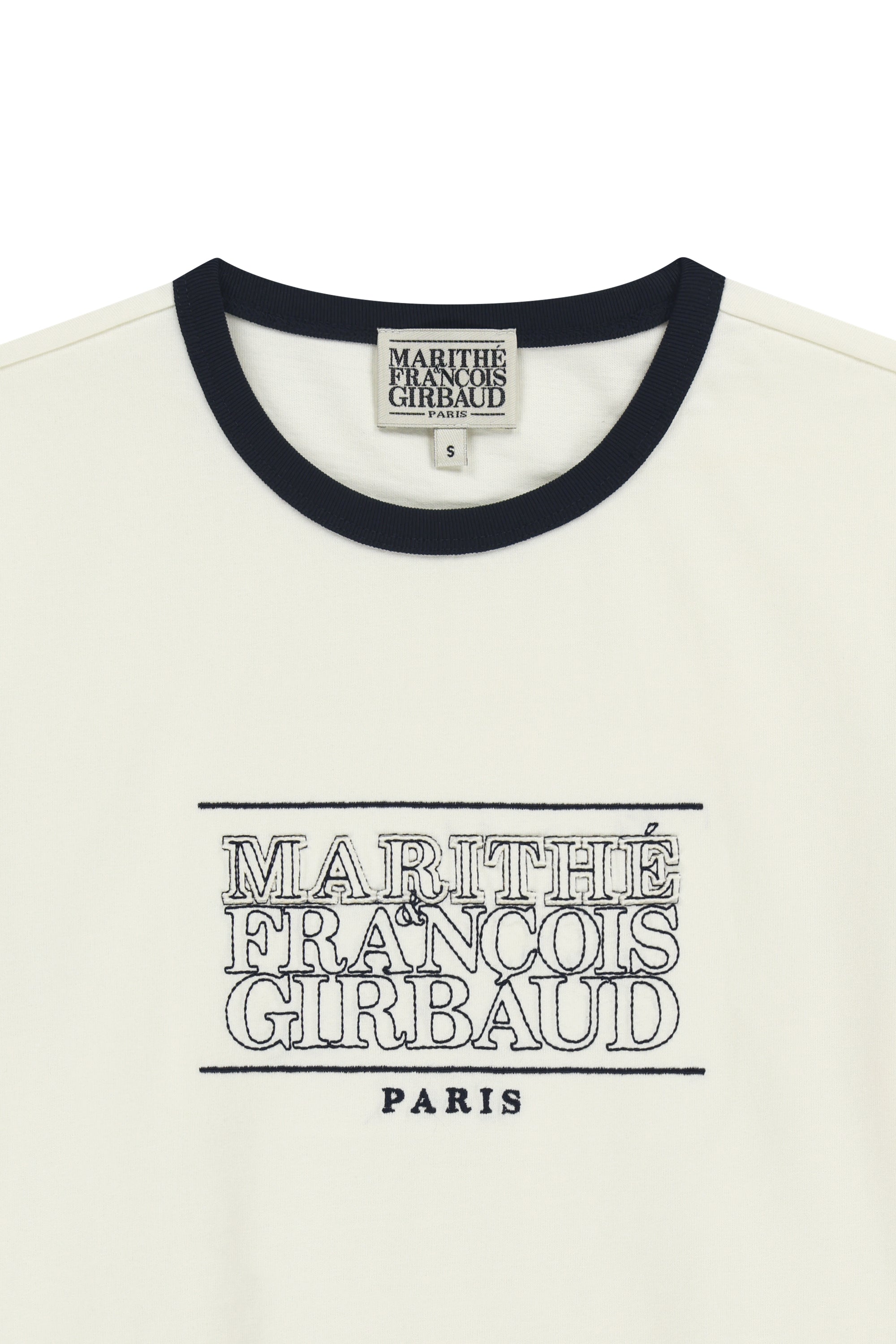 W Classic Logo Applique Ringer Tee Ivory
