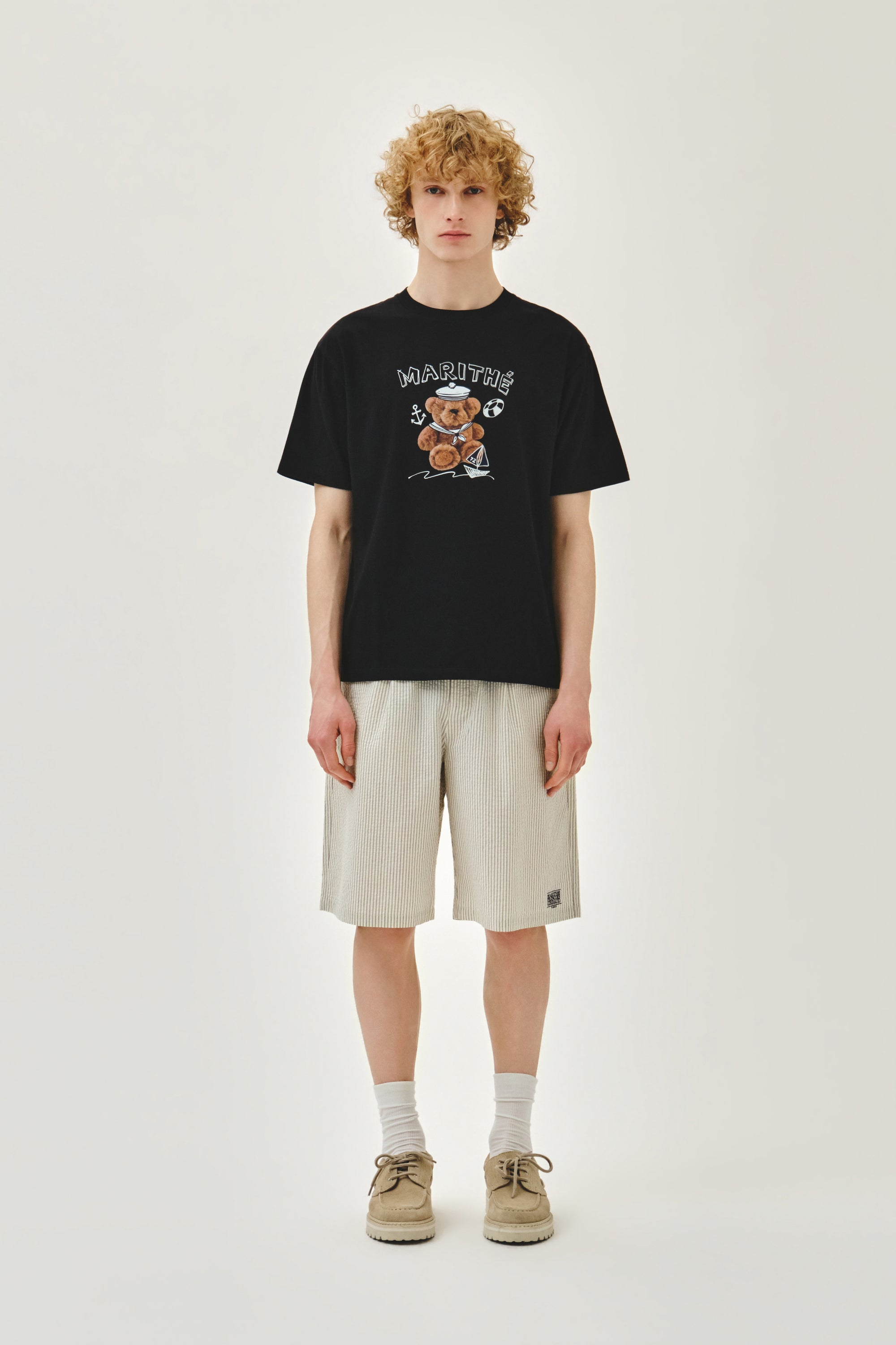 Marine Drawing Doodle Graphic Tee Black