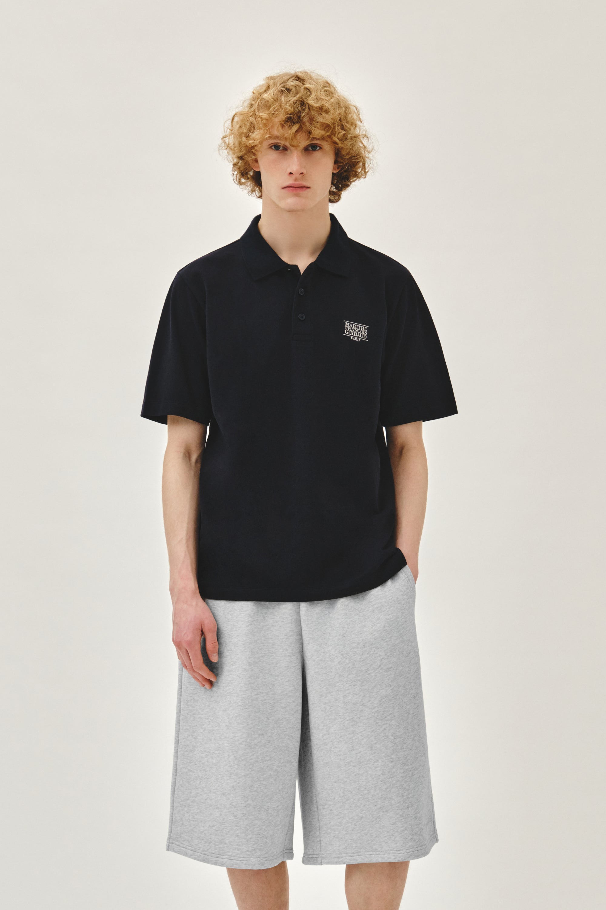 Small Classic Logo PK Collar Tee Navy