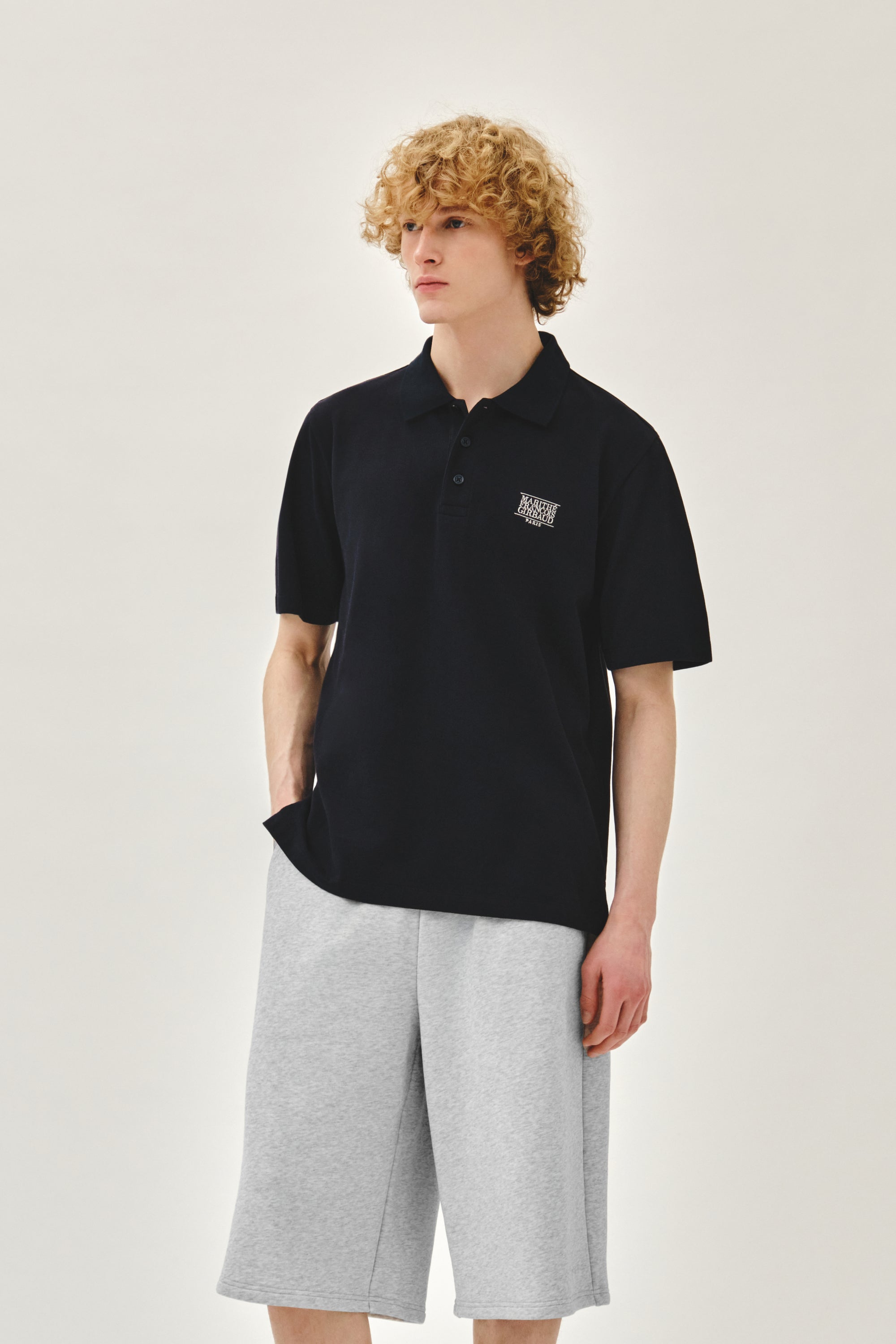 Small Classic Logo PK Collar Tee Navy