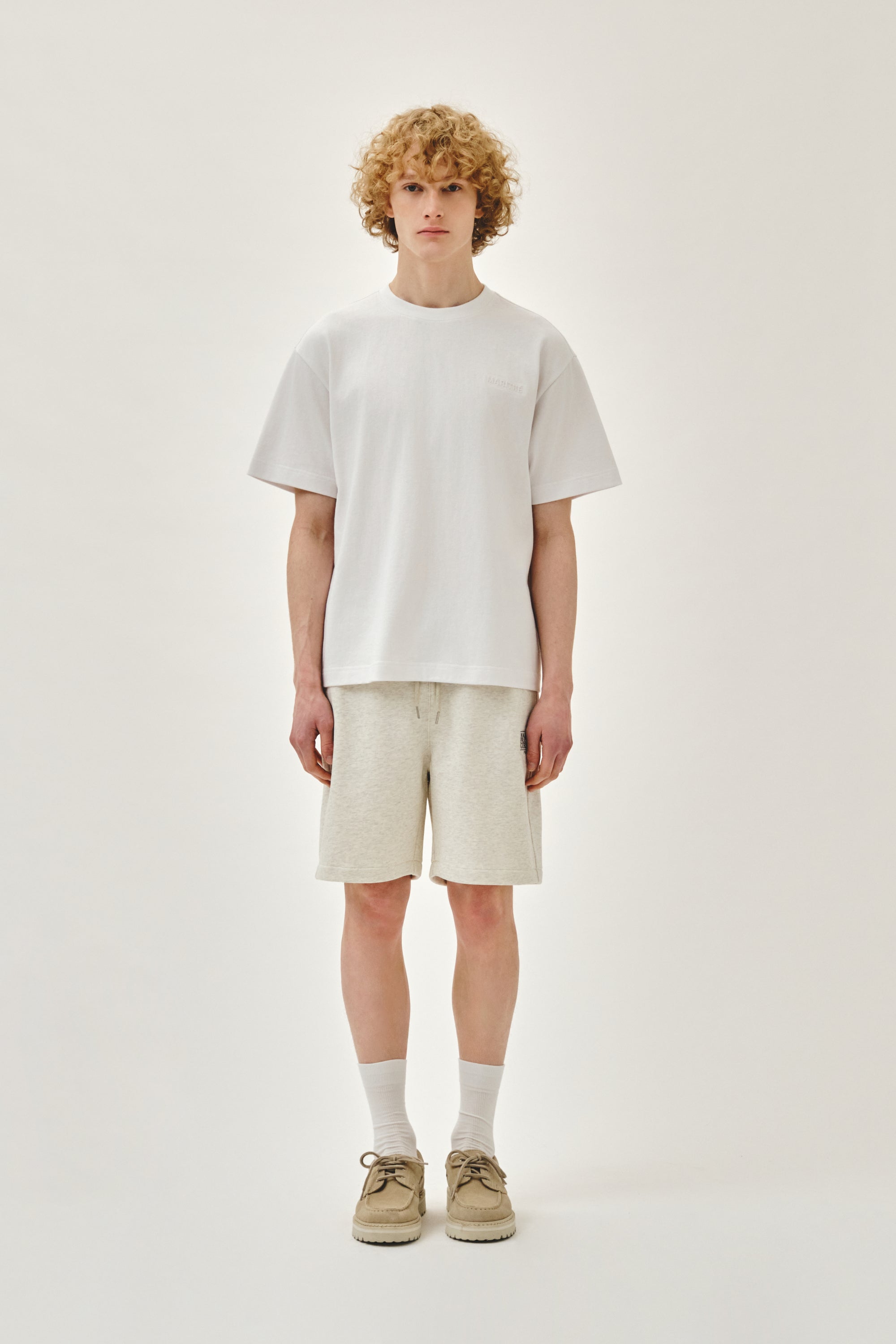 Semi Oversized Embo Logo Tee White