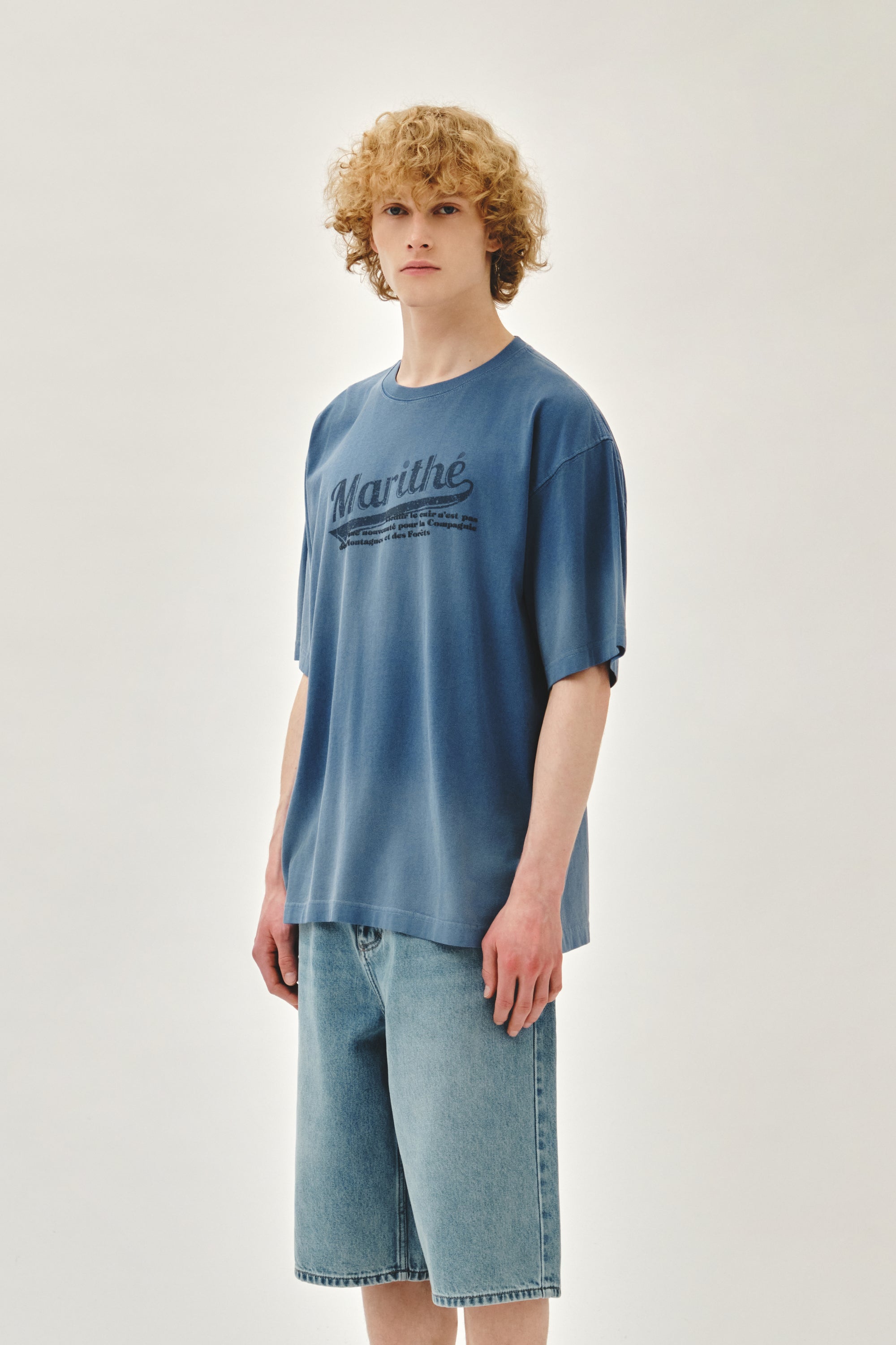 Gradation Oversized Dyeing Tee Blue