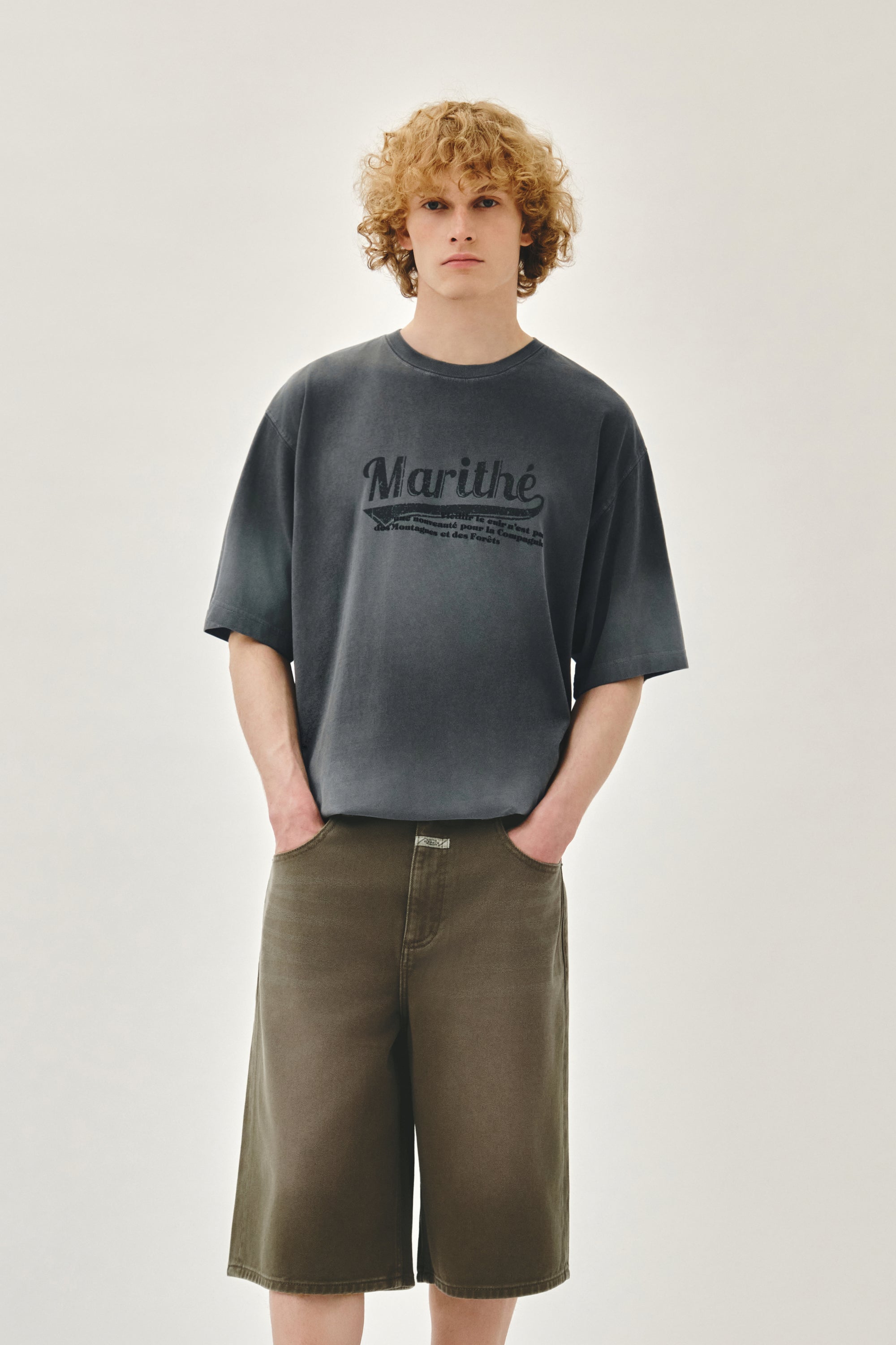 Gradation Oversized Dyeing Tee Charcoal