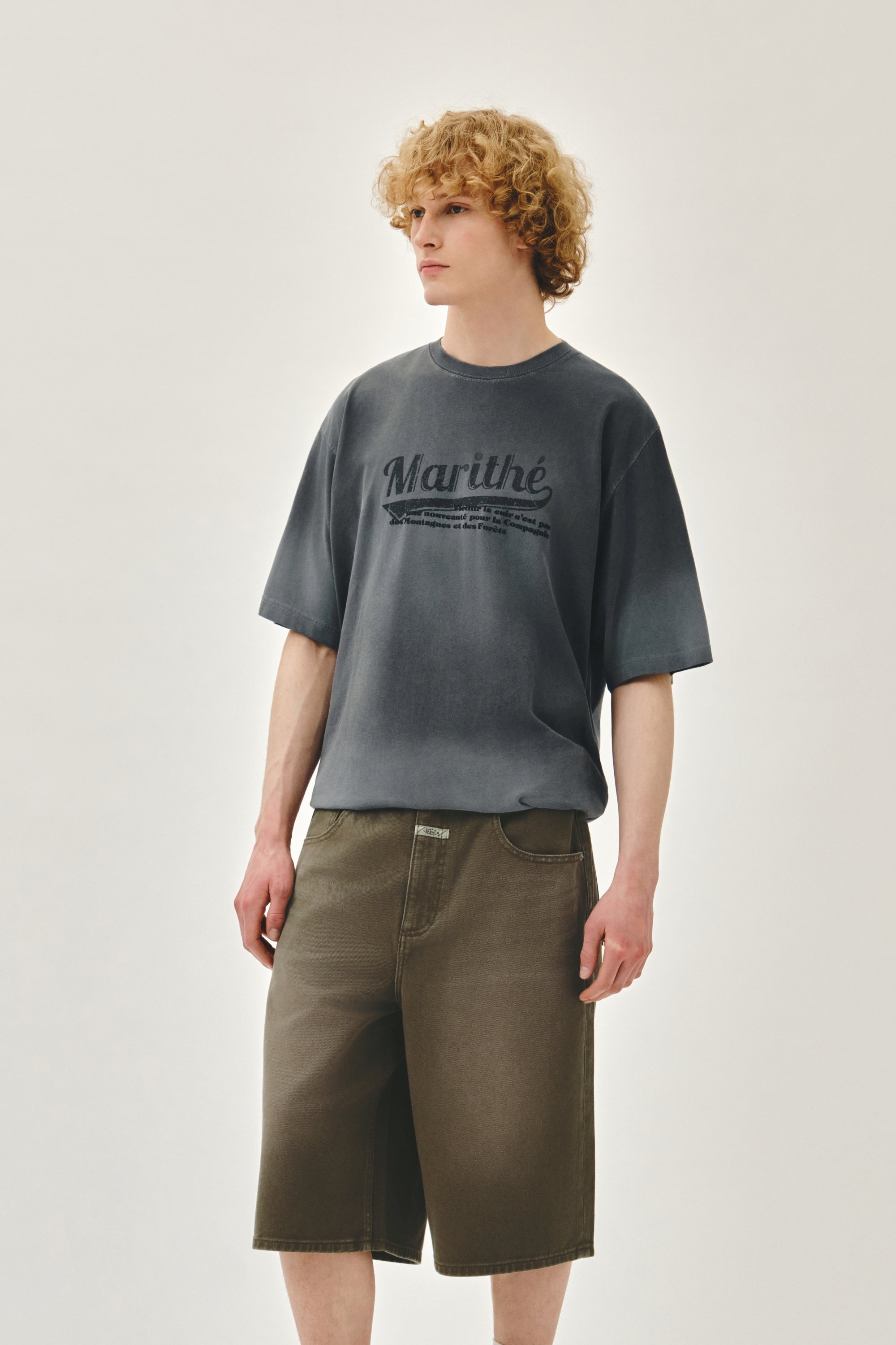 Gradation Oversized Dyeing Tee Charcoal