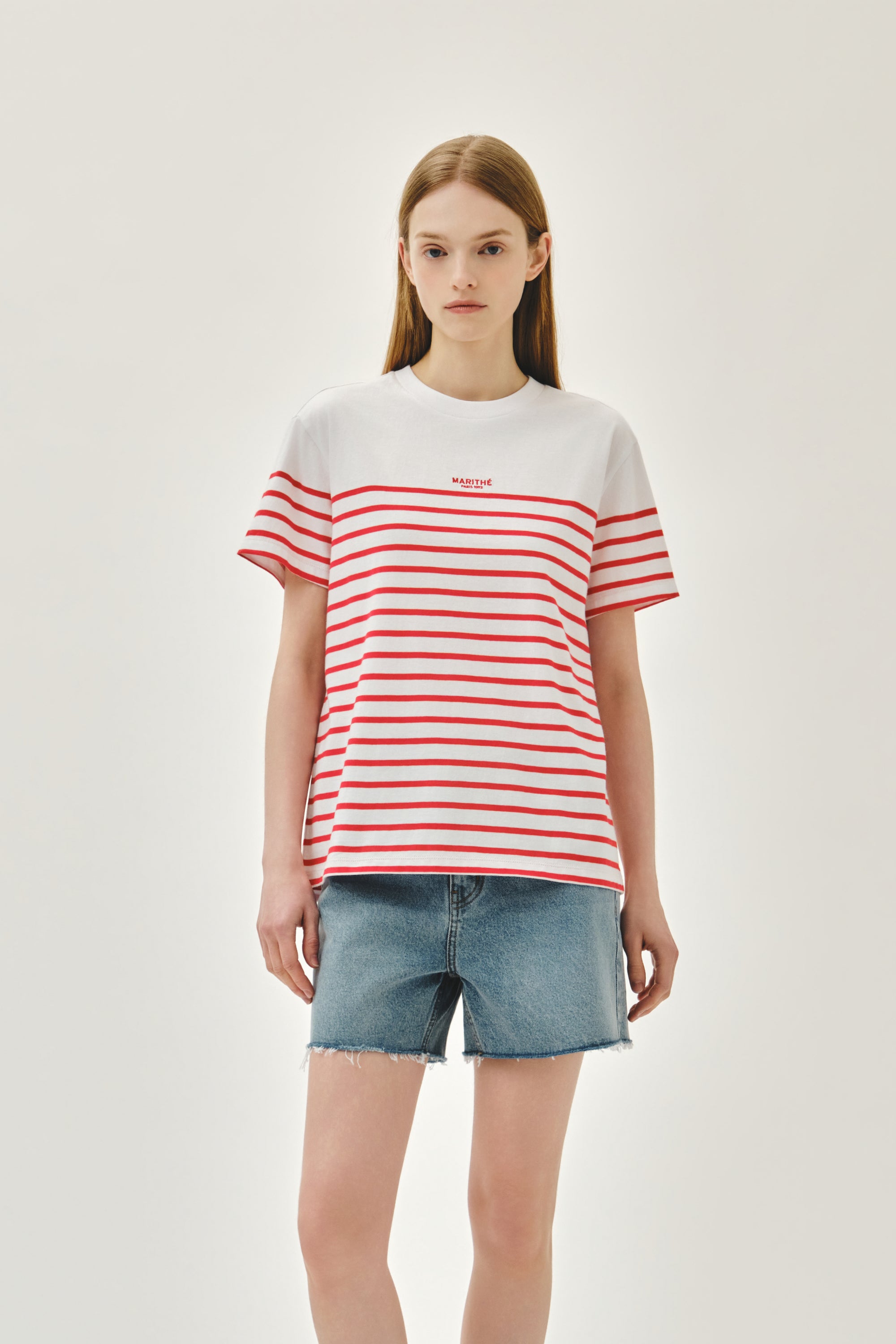 Block Stripe Tee Red