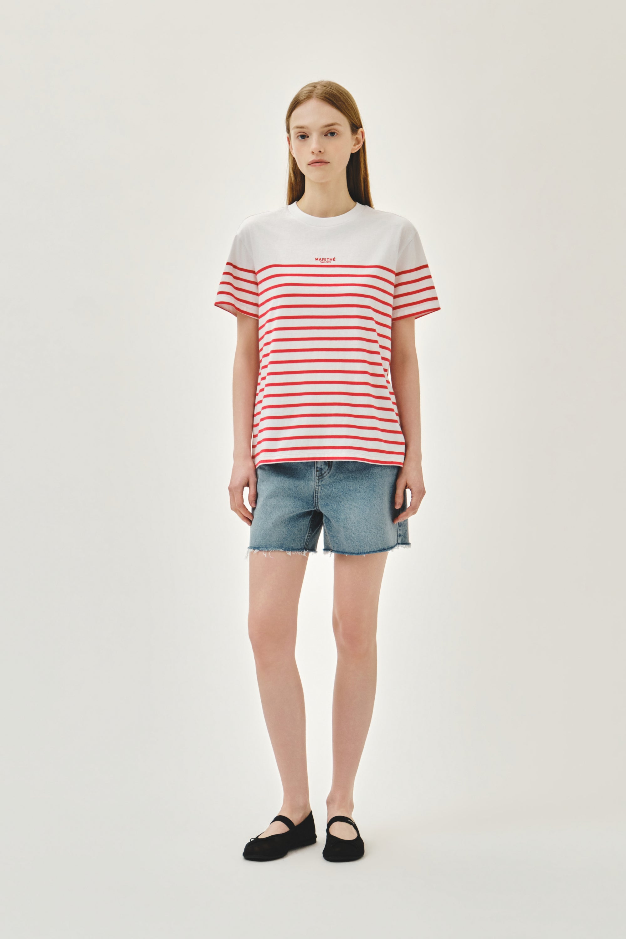Block Stripe Tee Red