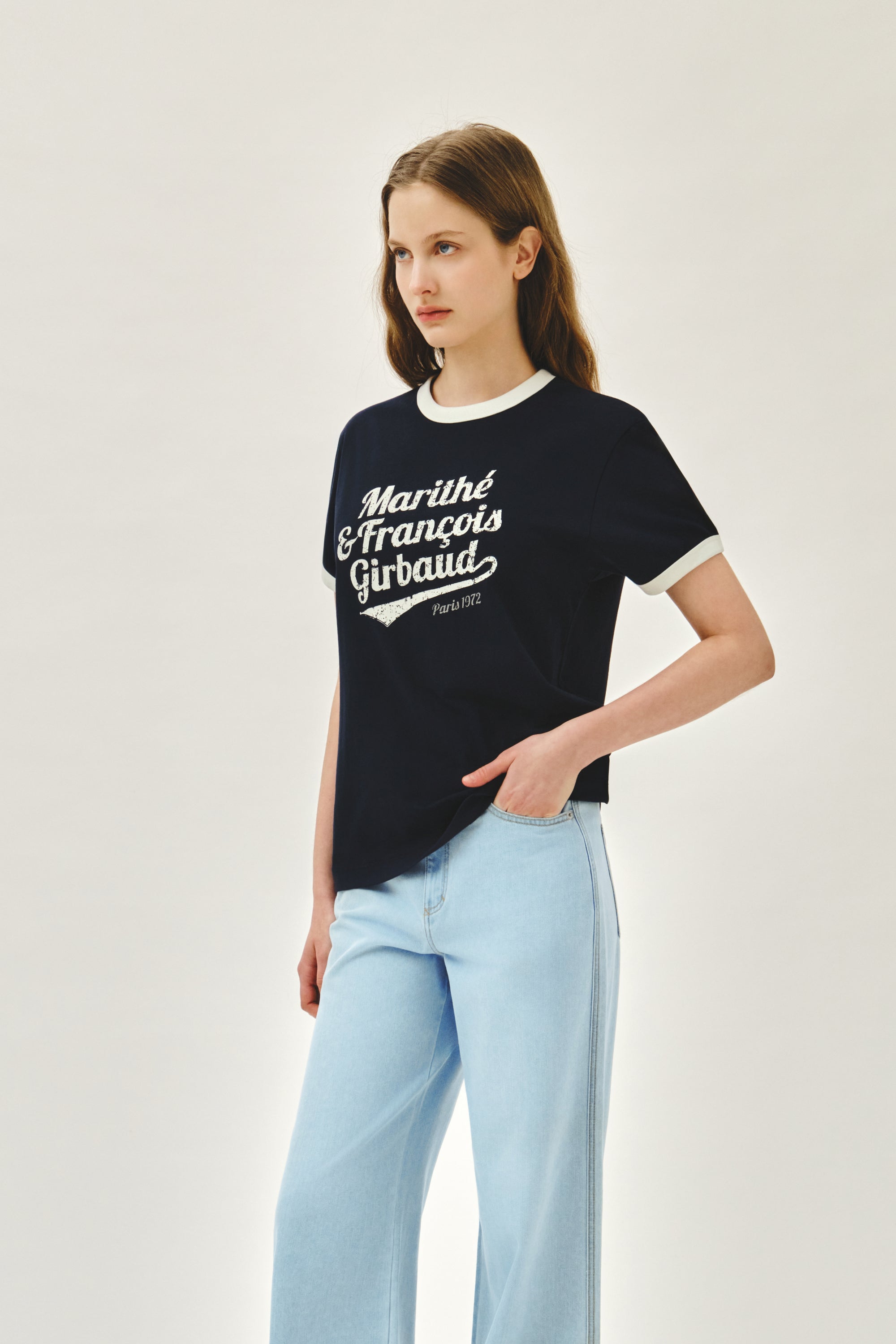 Vintage Logo Ringer Tee Navy