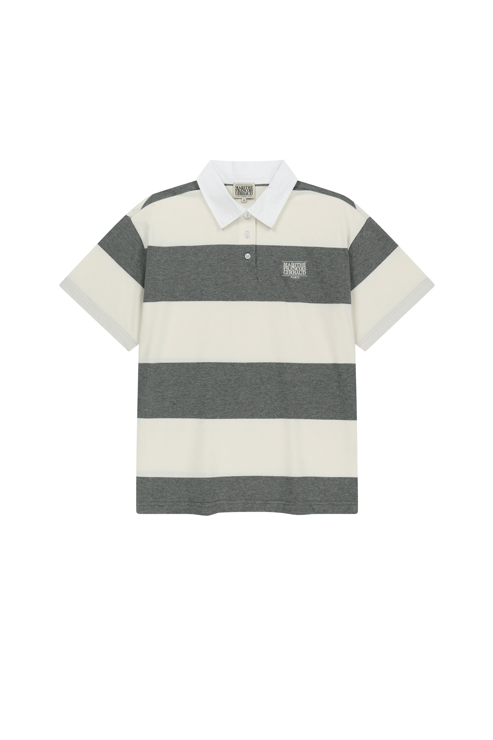 Rugby Stripe Oversized Collar Tee Ivory