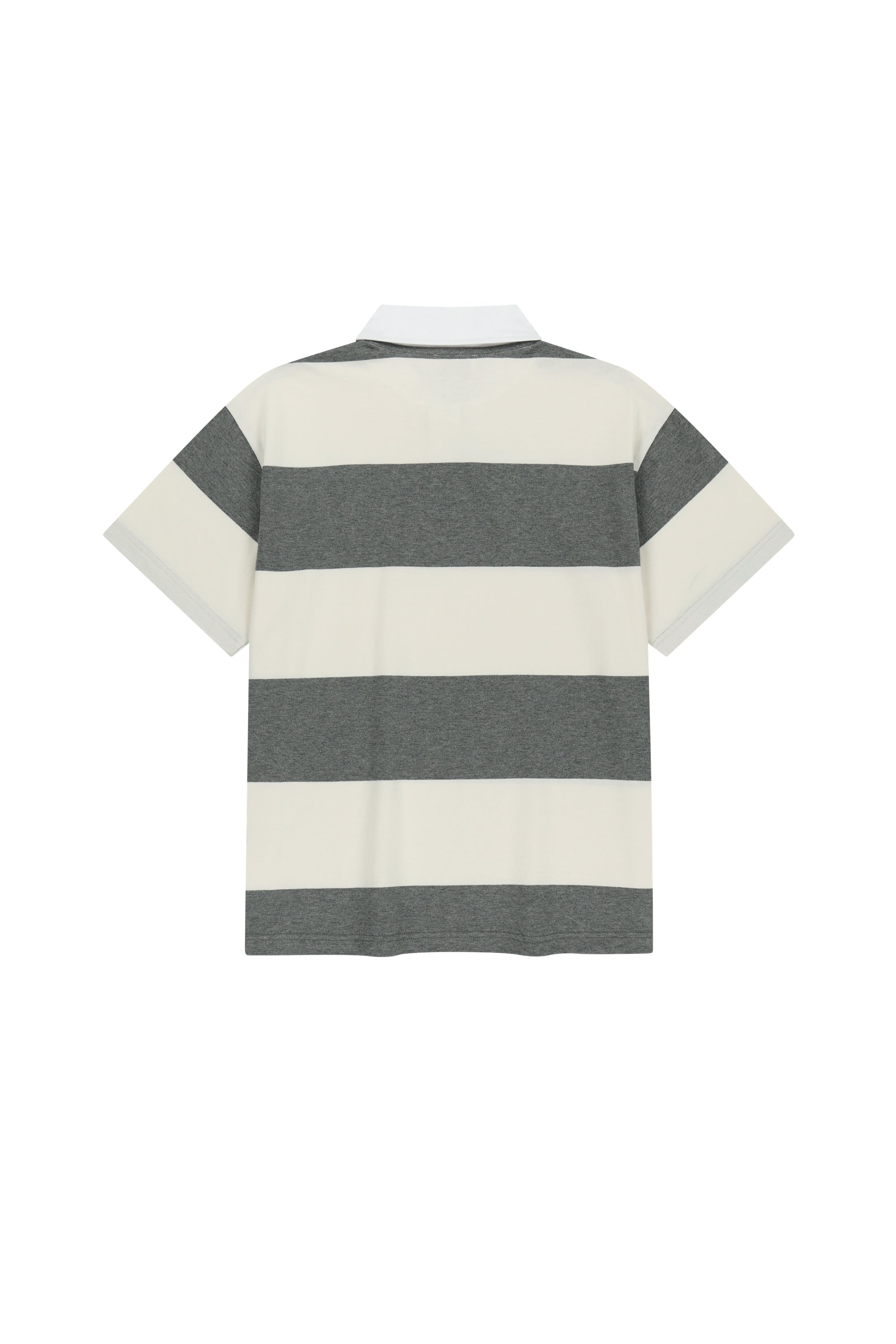 Rugby Stripe Oversized Collar Tee Ivory