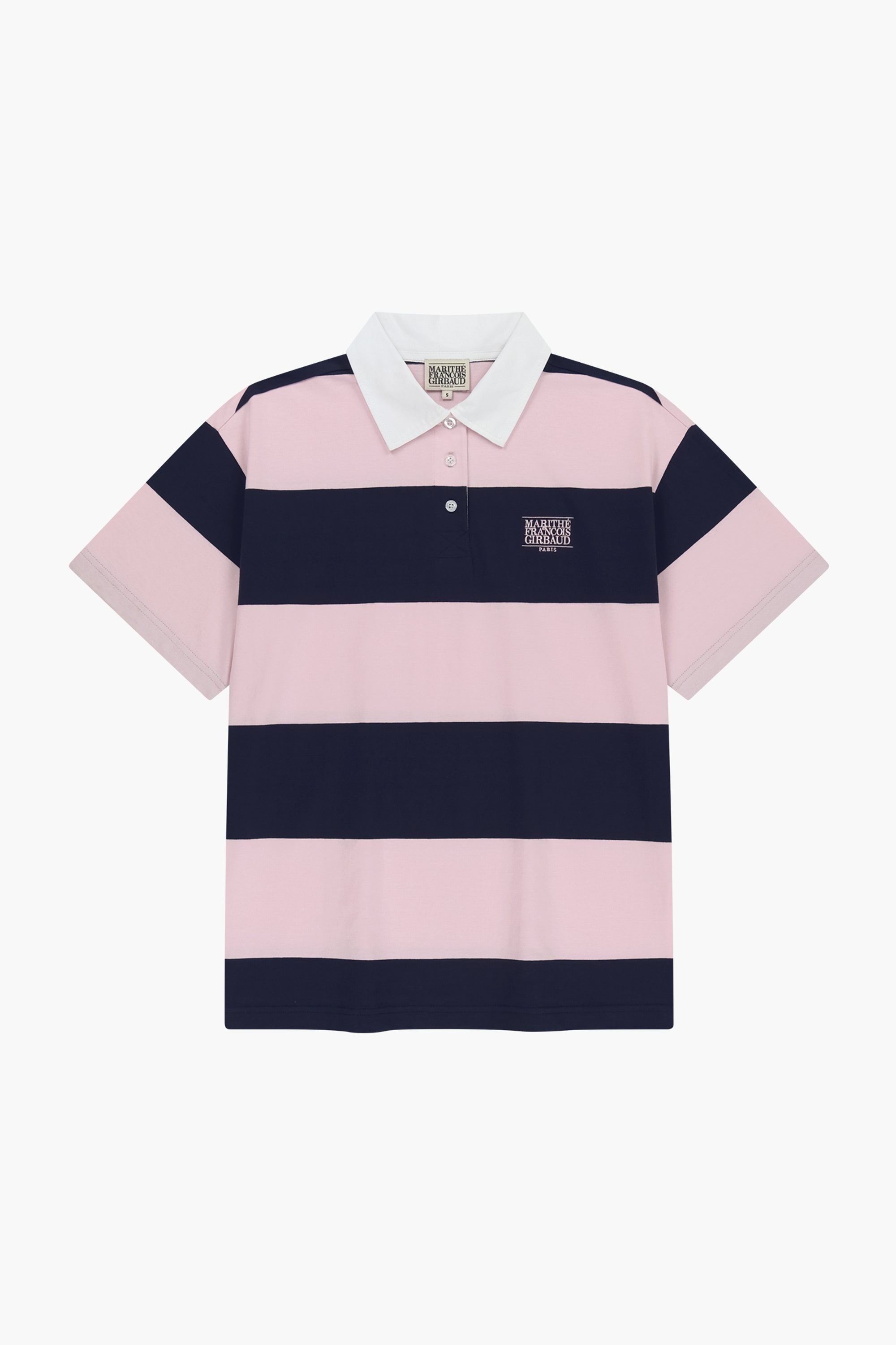 Rugby Stripe Over Collar Tee Pink