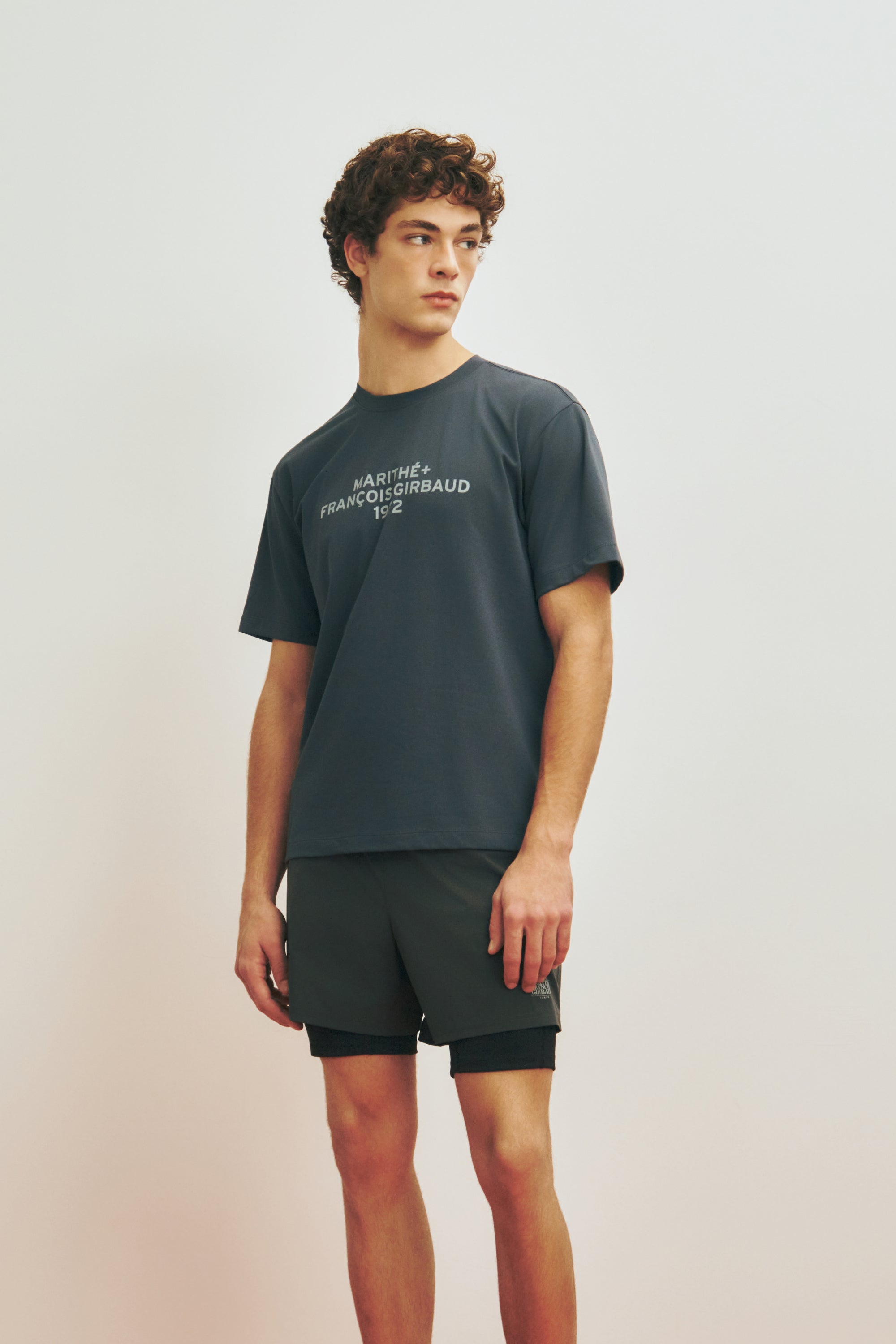 Marithe Sport Lettering Logo Tee Charcoal