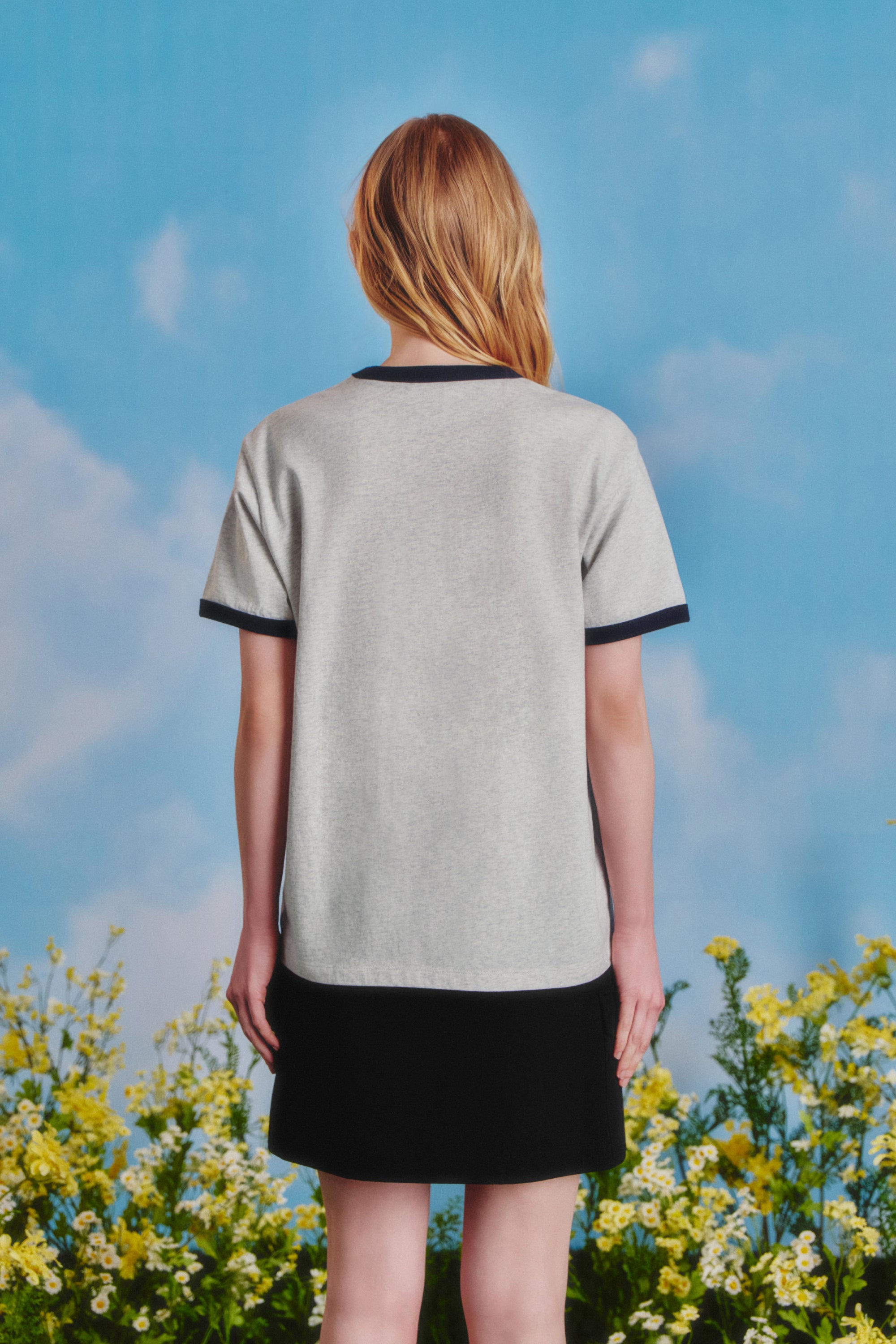 [MARITHE_DISNEY] Mickey French Ringer Tee Light Heather Gray