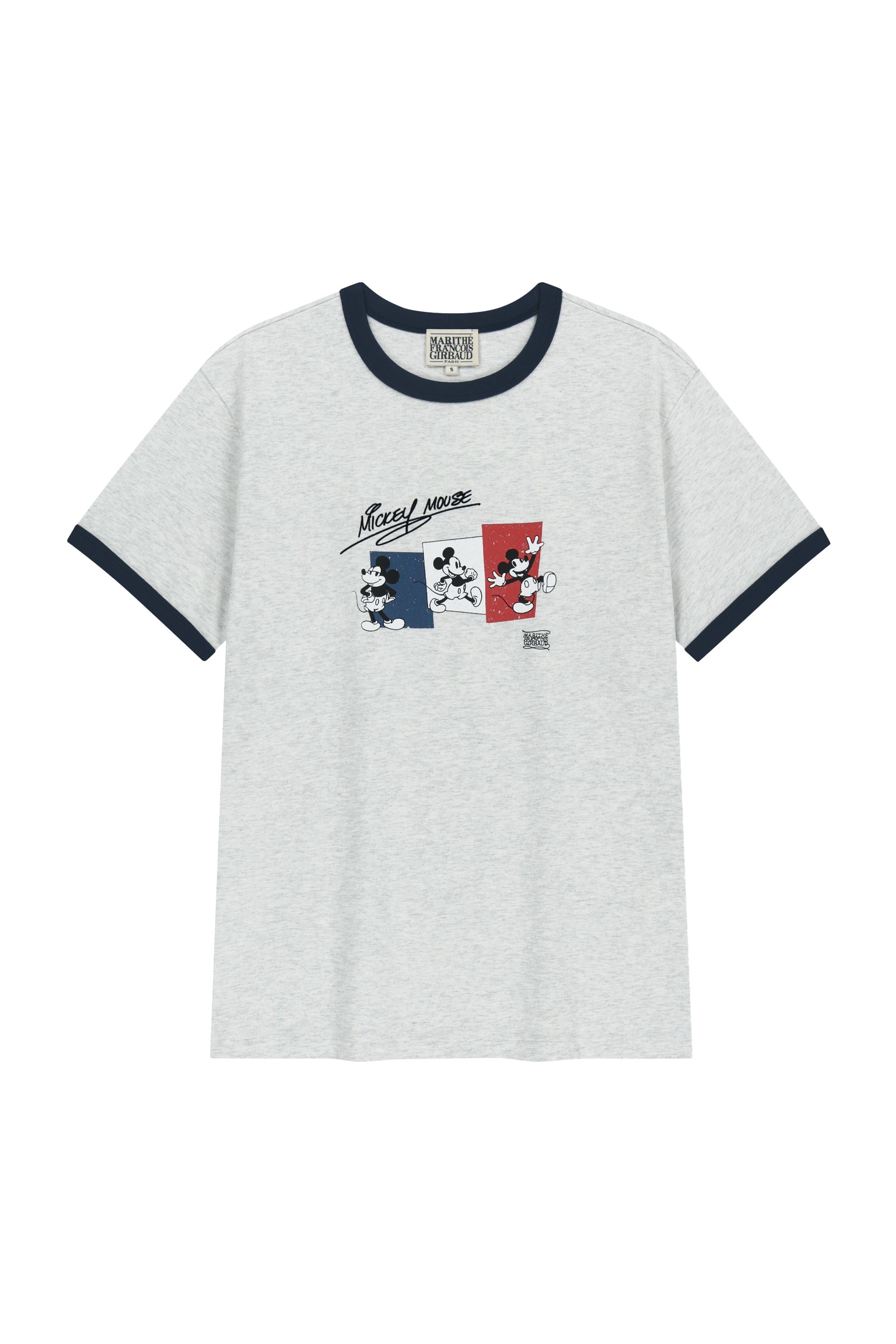 [MARITHE_DISNEY] Mickey French Ringer Tee Light Heather Gray