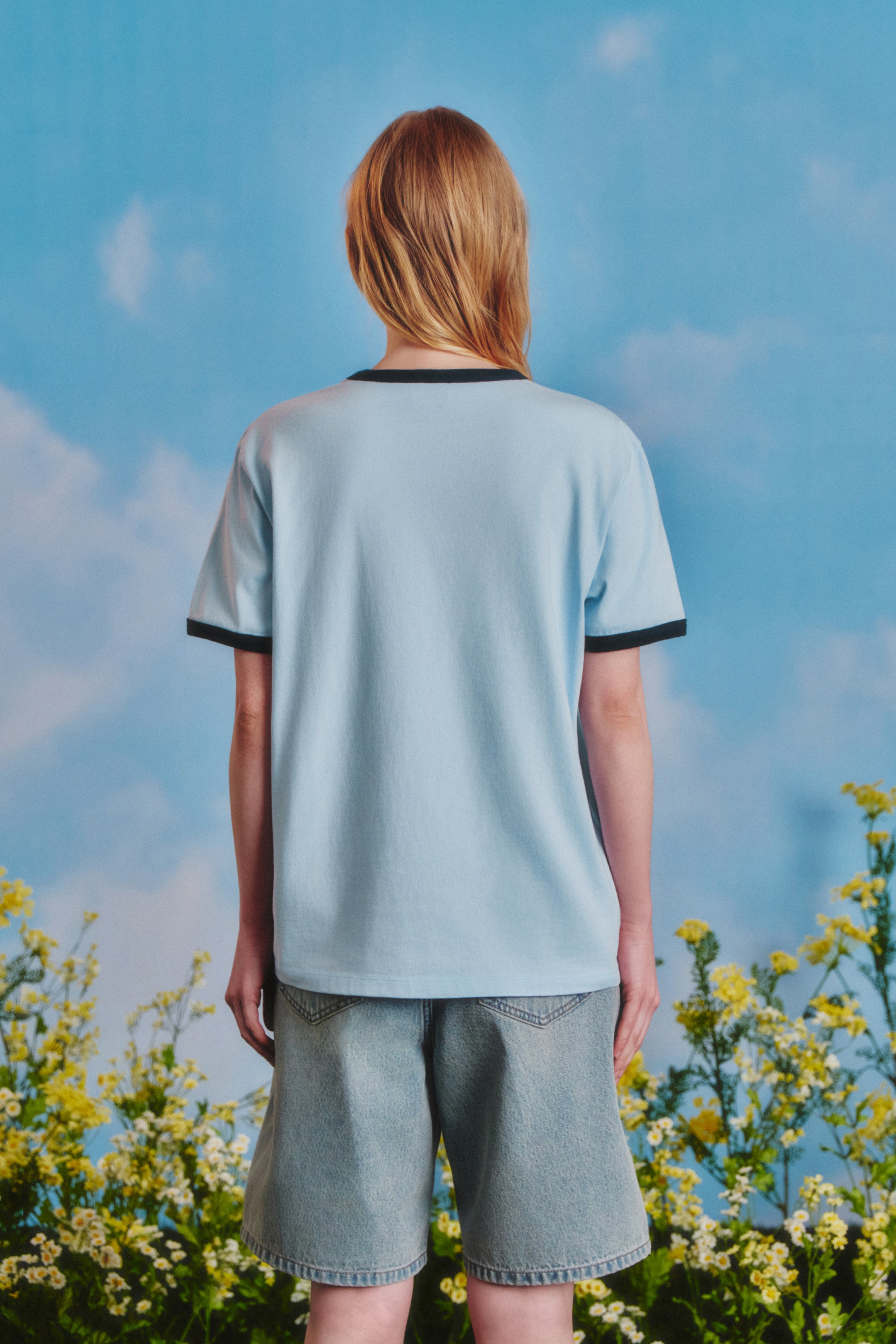 [MARITHE_DISNEY] Mickey French Ringer Tee Sky Blue