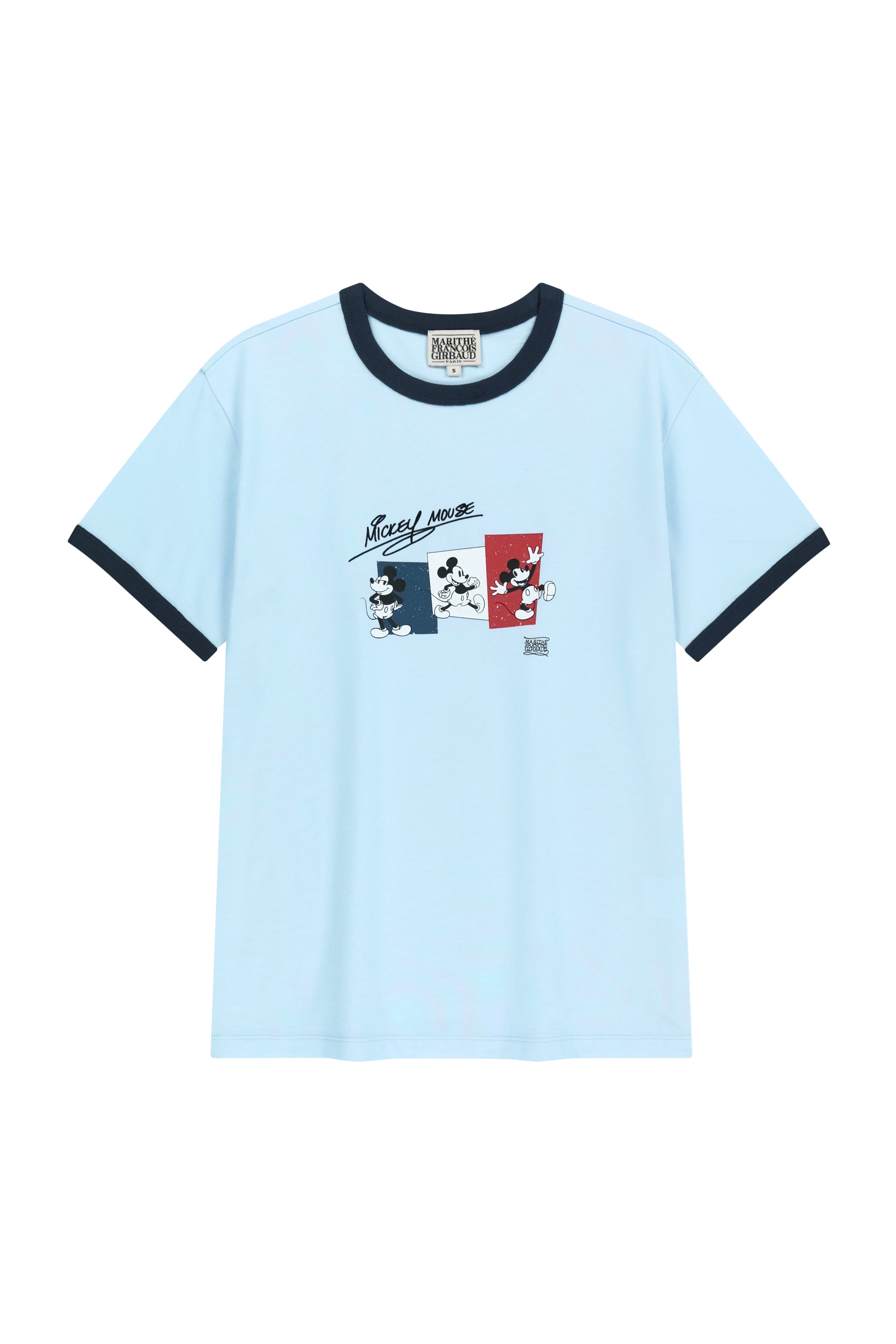 [MARITHE_DISNEY] Mickey French Ringer Tee Sky Blue
