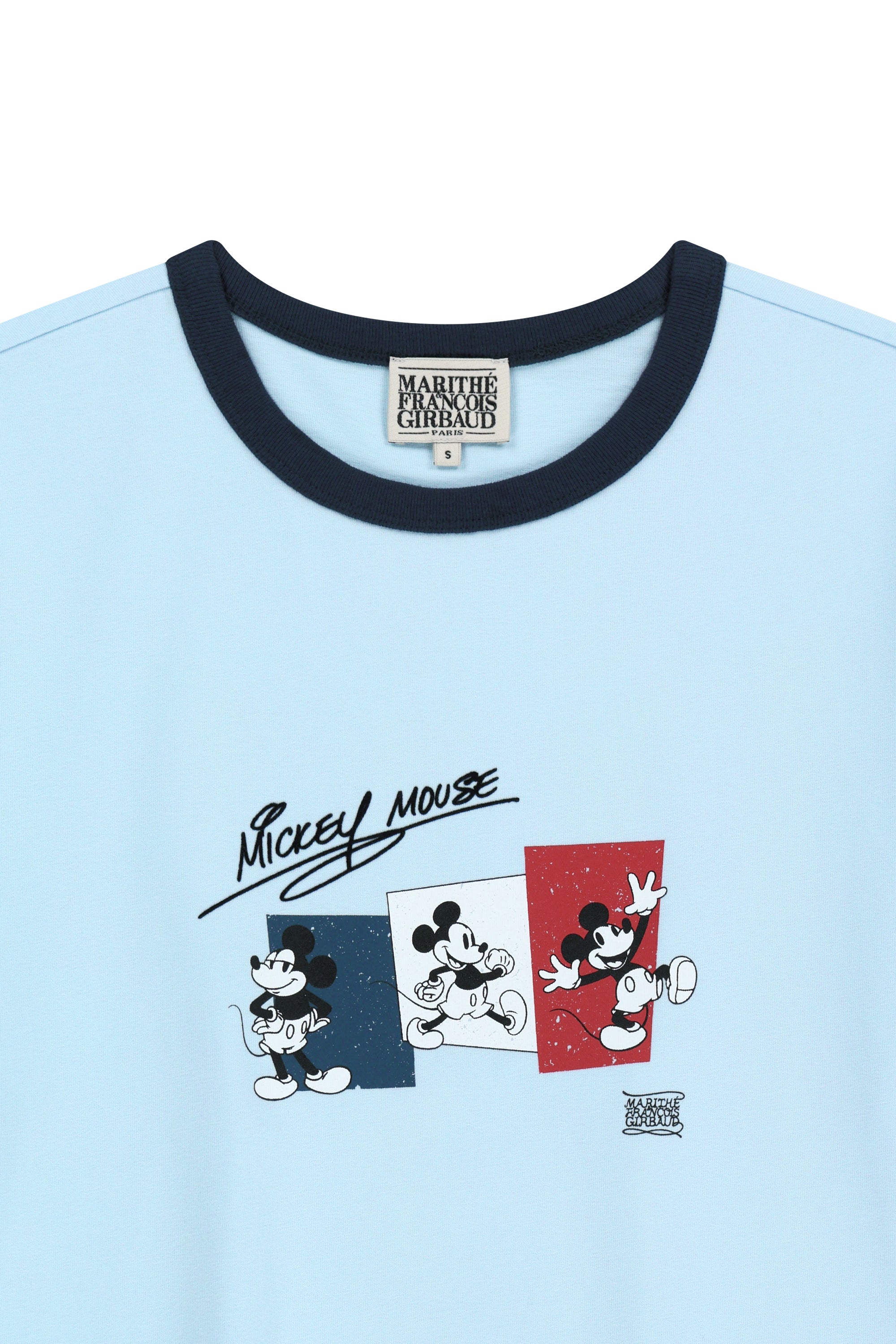 [MARITHE_DISNEY] Mickey French Ringer Tee Sky Blue