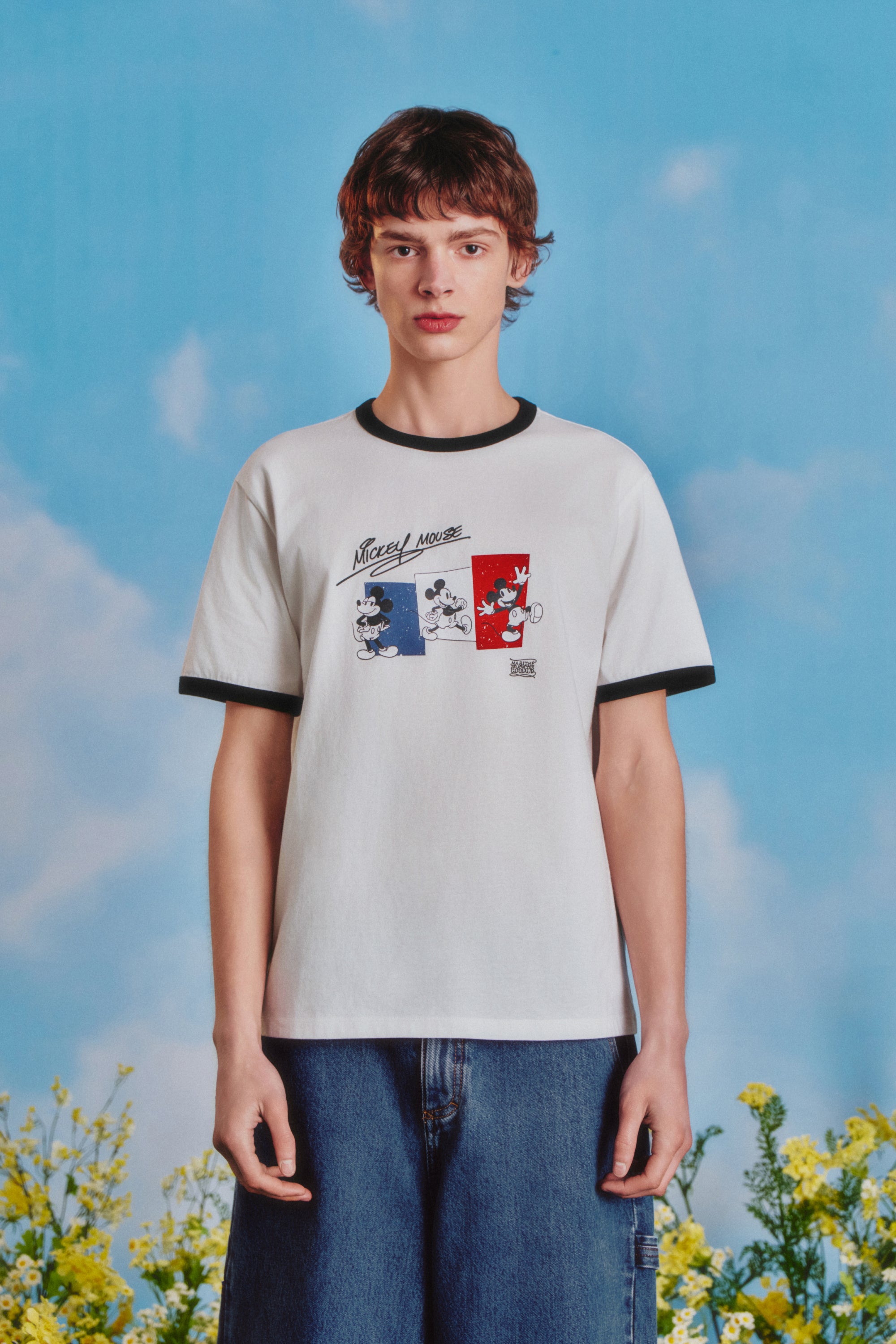 [MARITHE_DISNEY] Mickey French Ringer Tee White