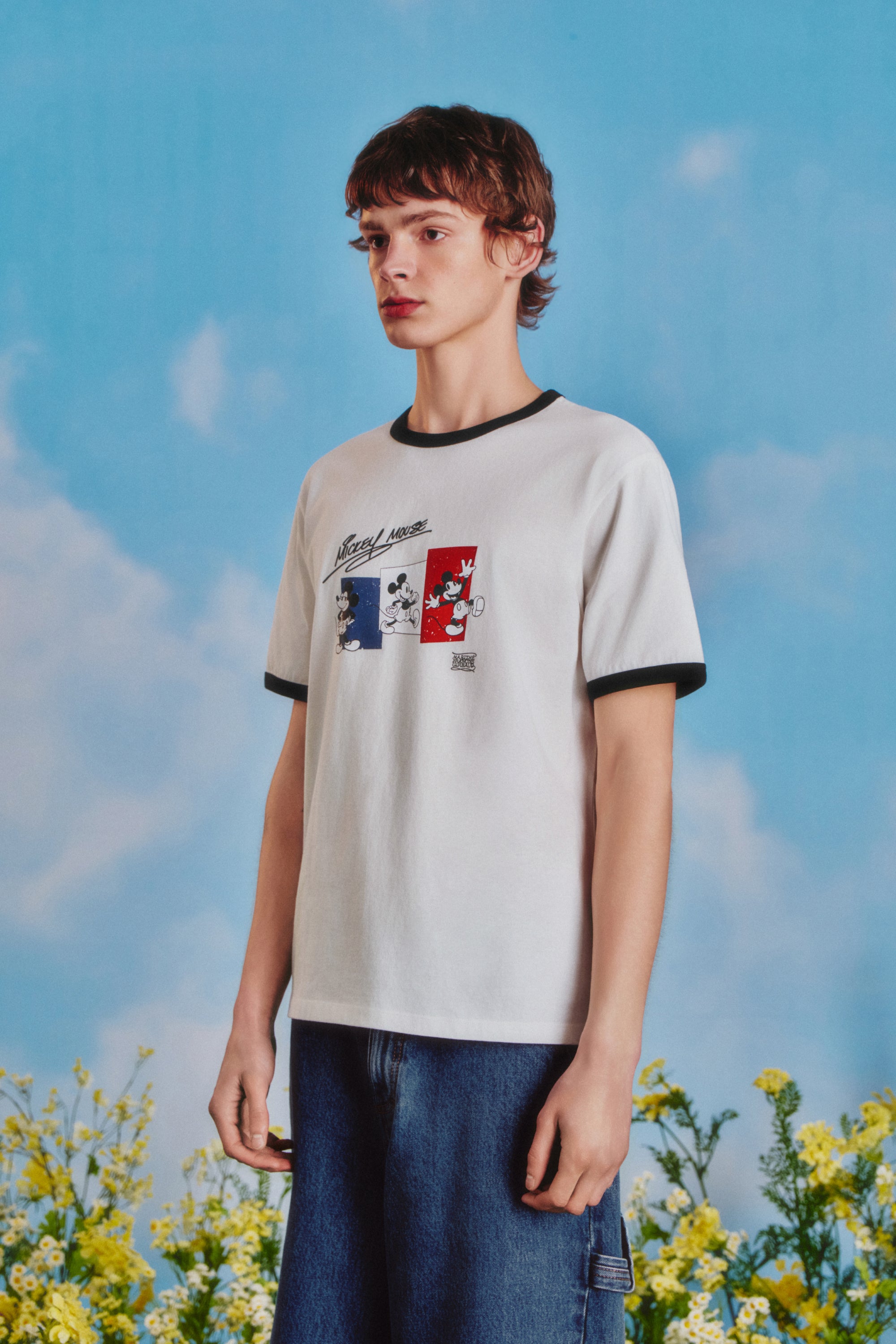 [MARITHE_DISNEY] Mickey French Ringer Tee White