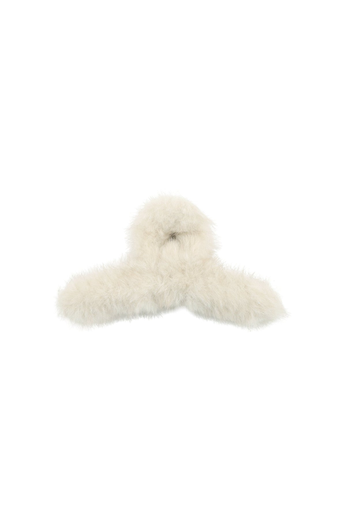 Circle Logo Fur Hair Clip Beige