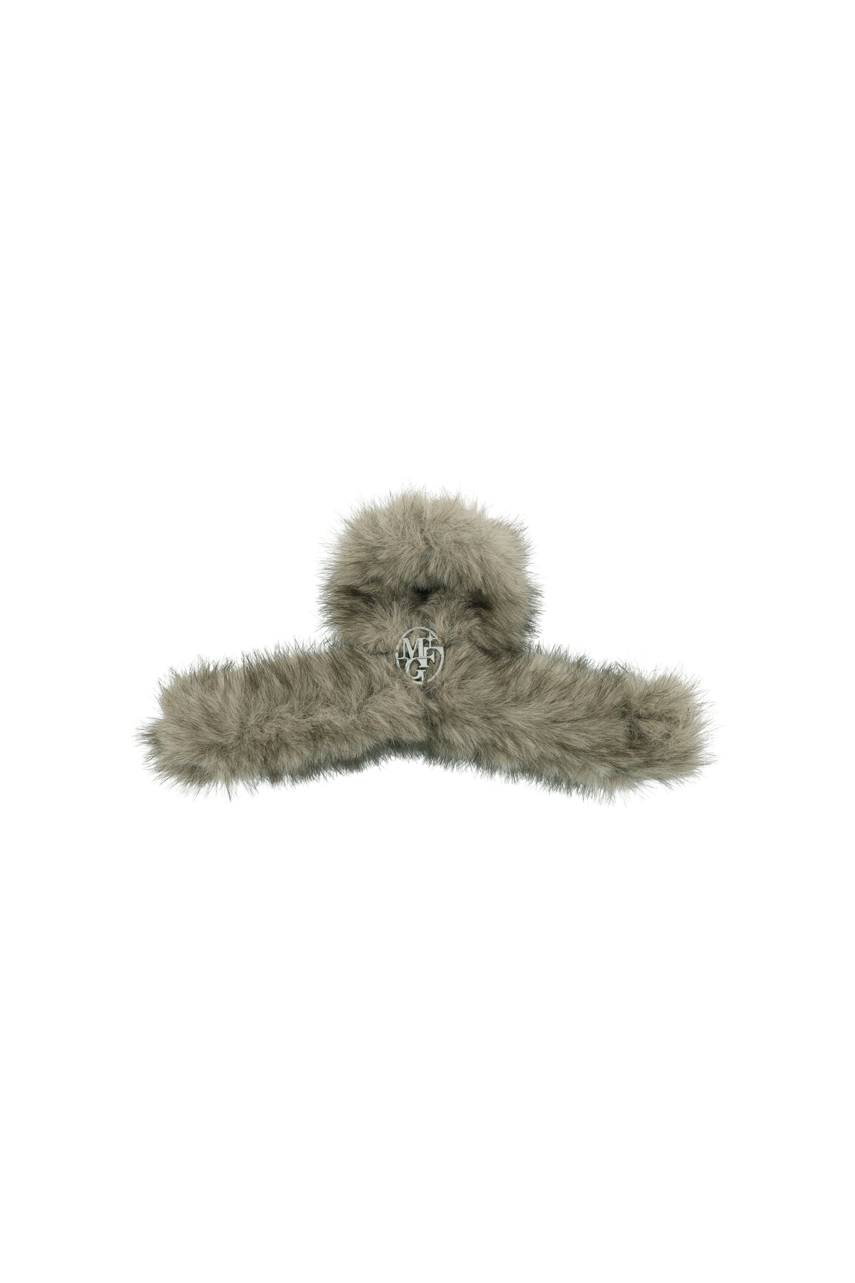 Circle Logo Fur Hair Clip Oatmeal / Brown