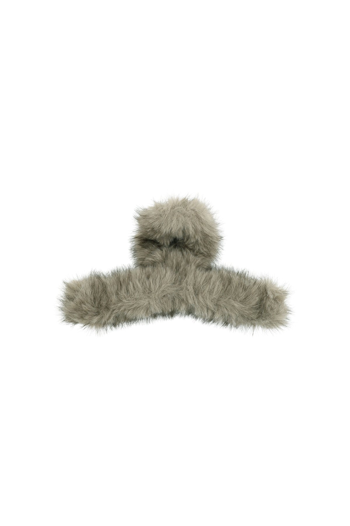 Circle Logo Fur Hair Clip Oatmeal / Brown