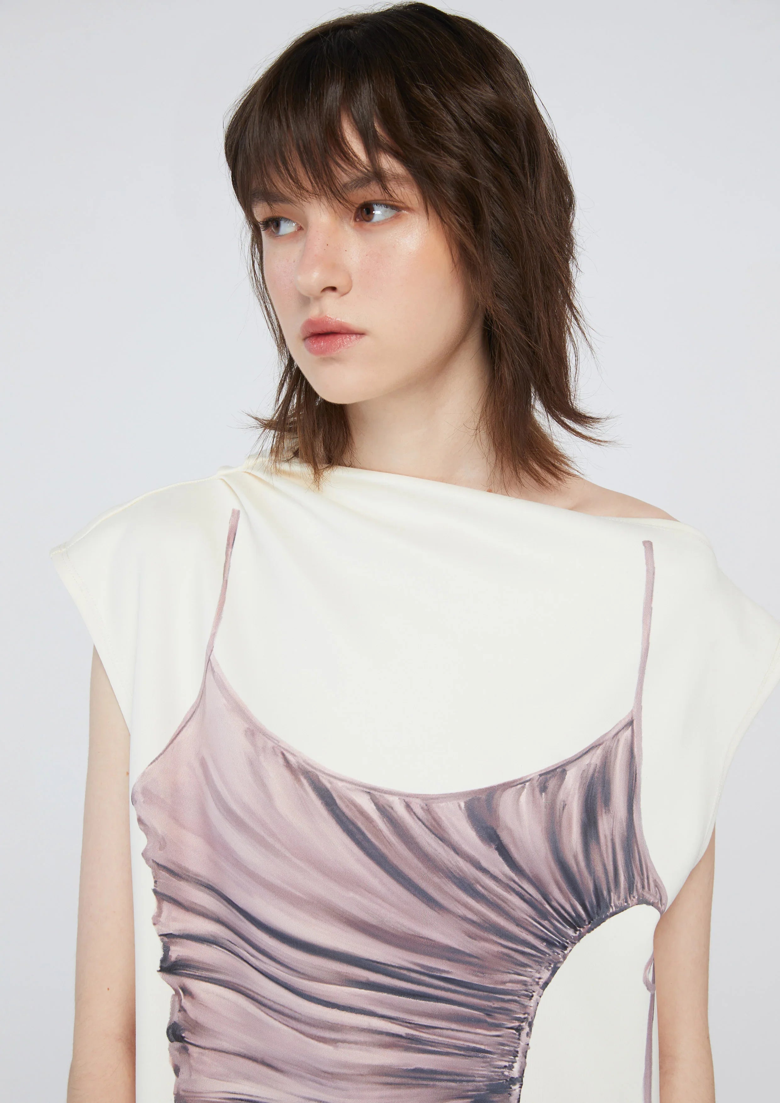Satin Print Sleeveless Dress