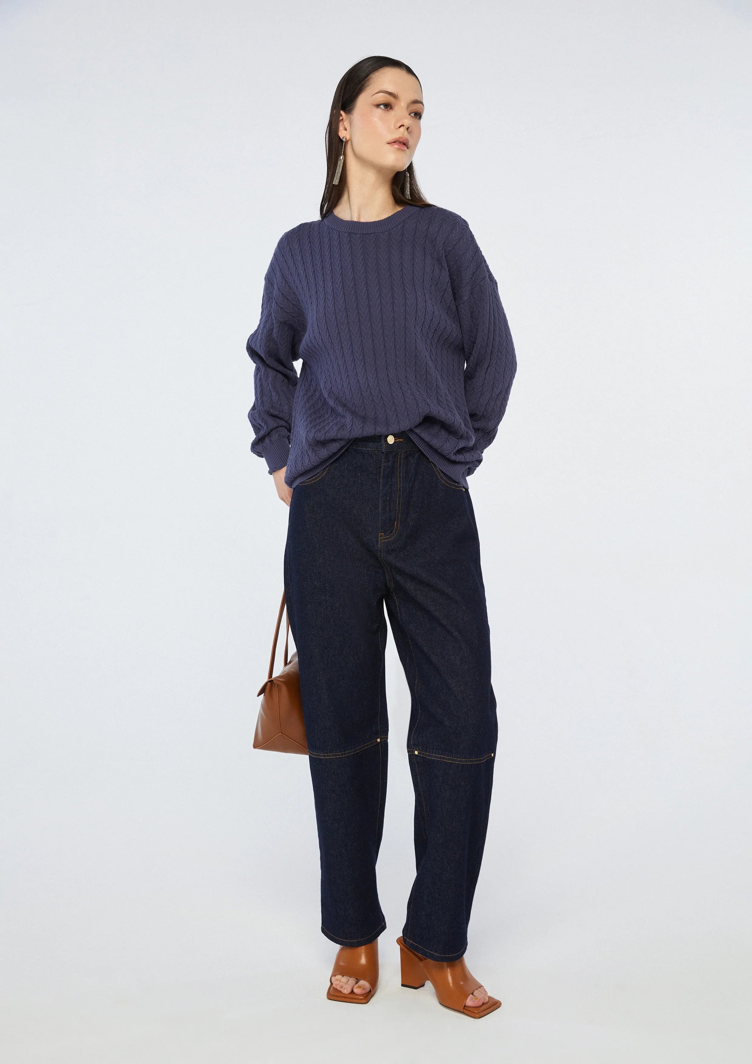 Cable Knitted Long Sleeve Pullover