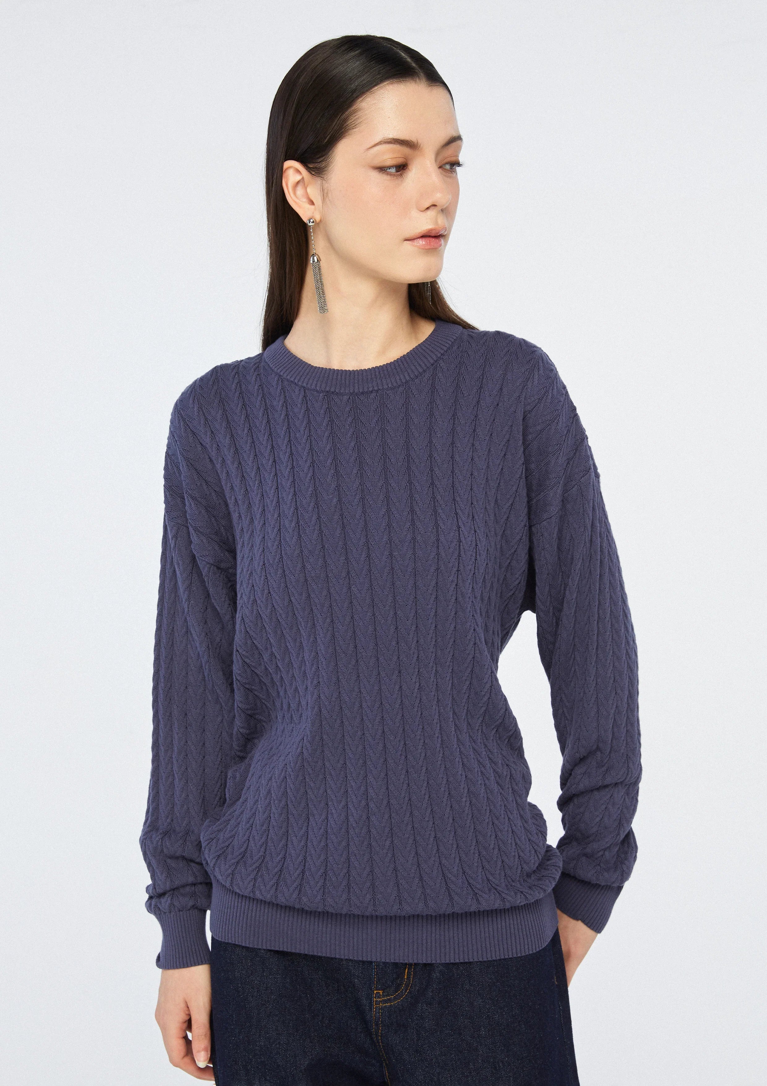 Cable Knitted Long Sleeve Pullover