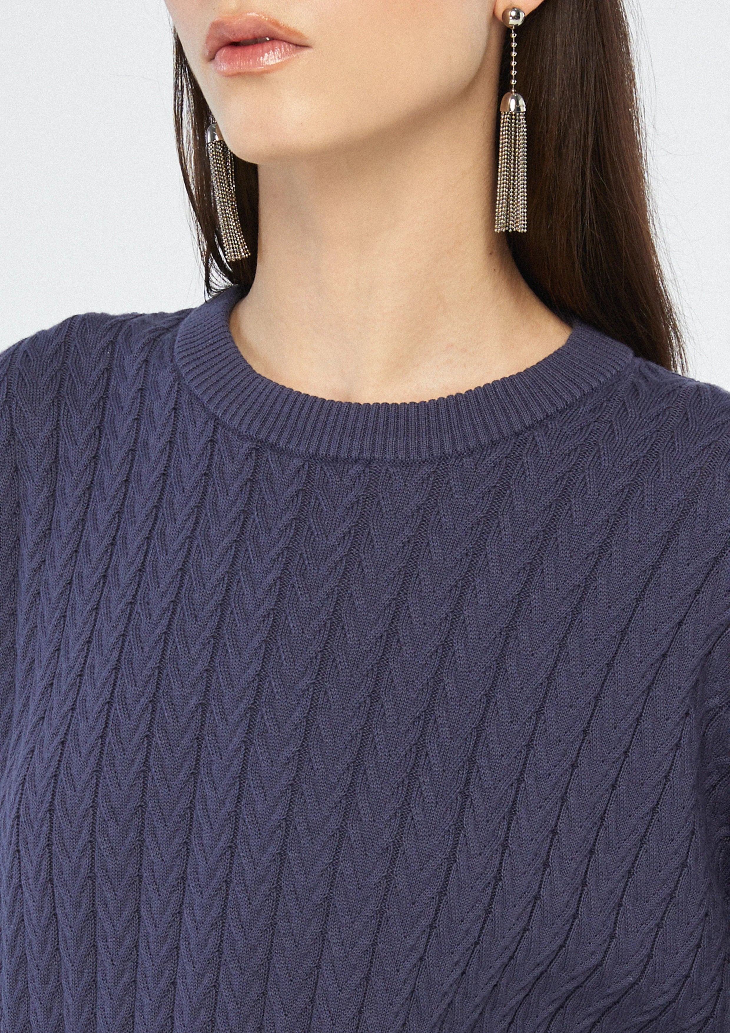 Cable Knitted Long Sleeve Pullover