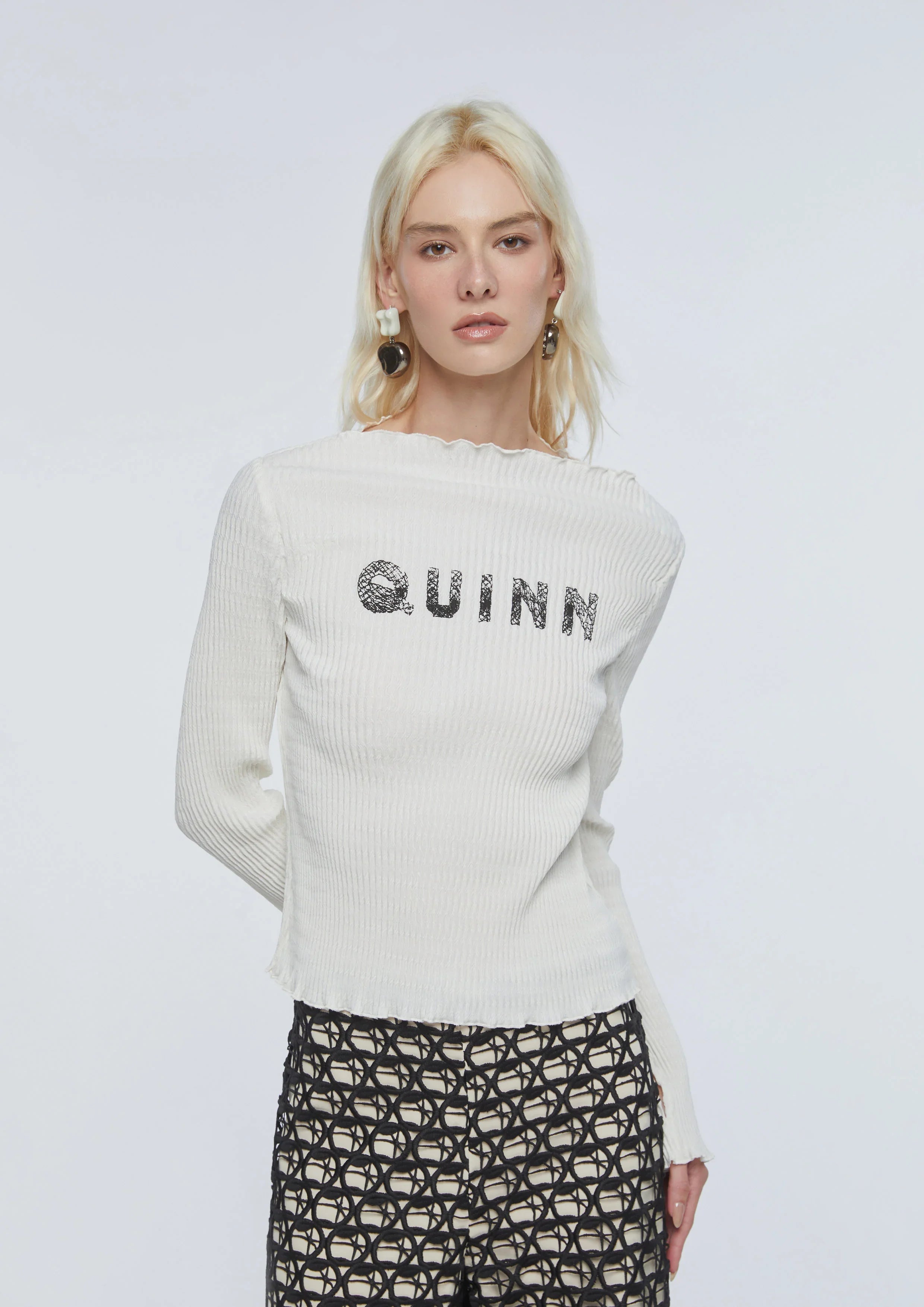 Frill Collar Long Sleeve Top