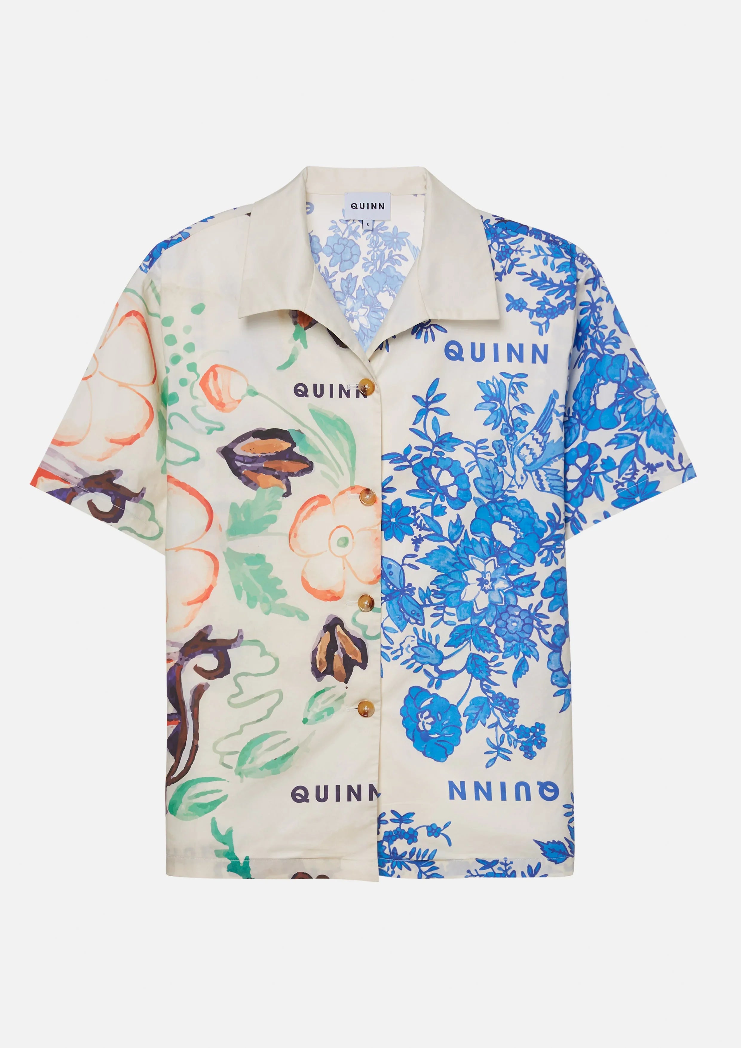 เสื้อเชิ้ตแขนสั้น ลายดอกไม้