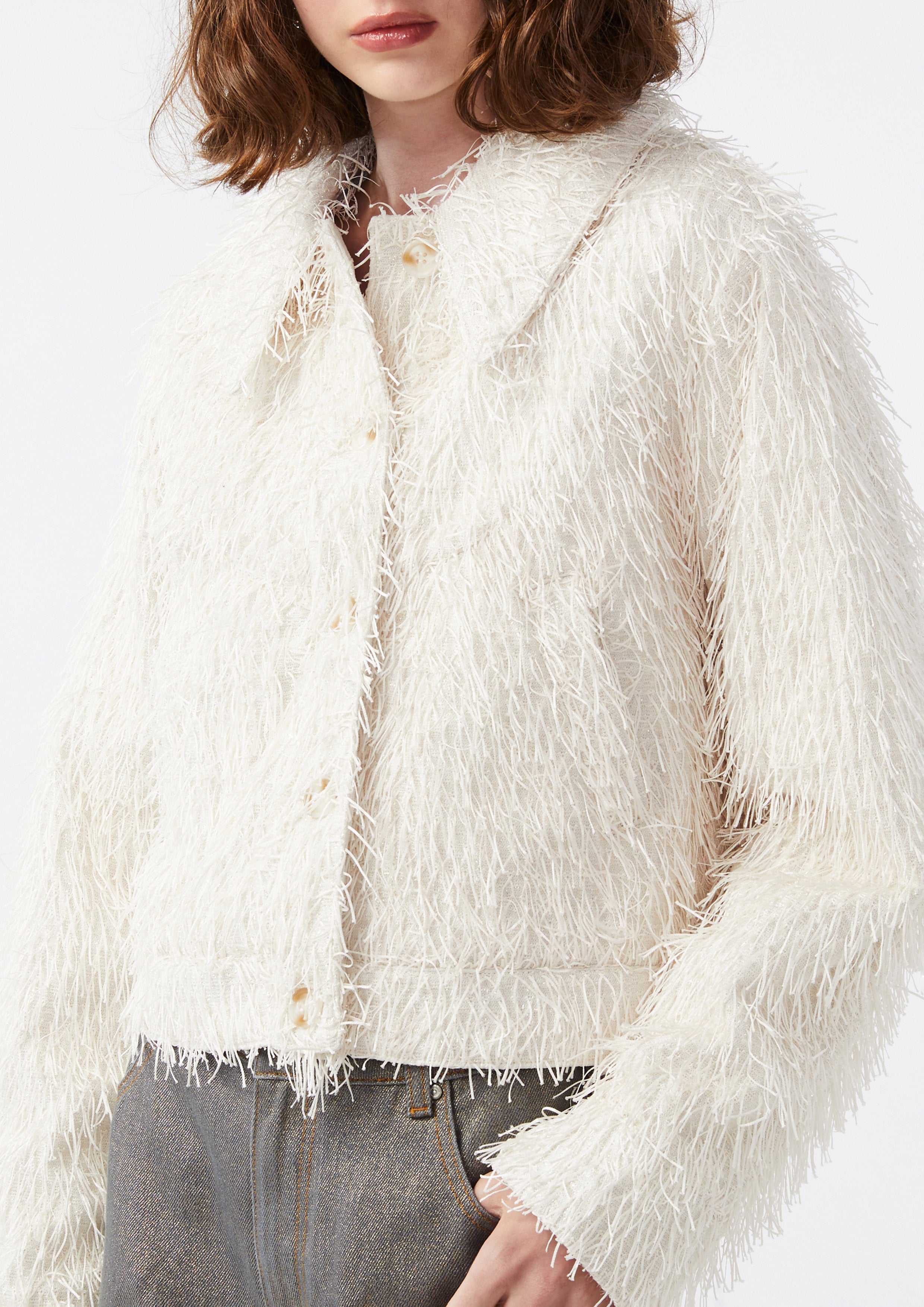 แจ็คเก็ตแขนยาวแต่งขน