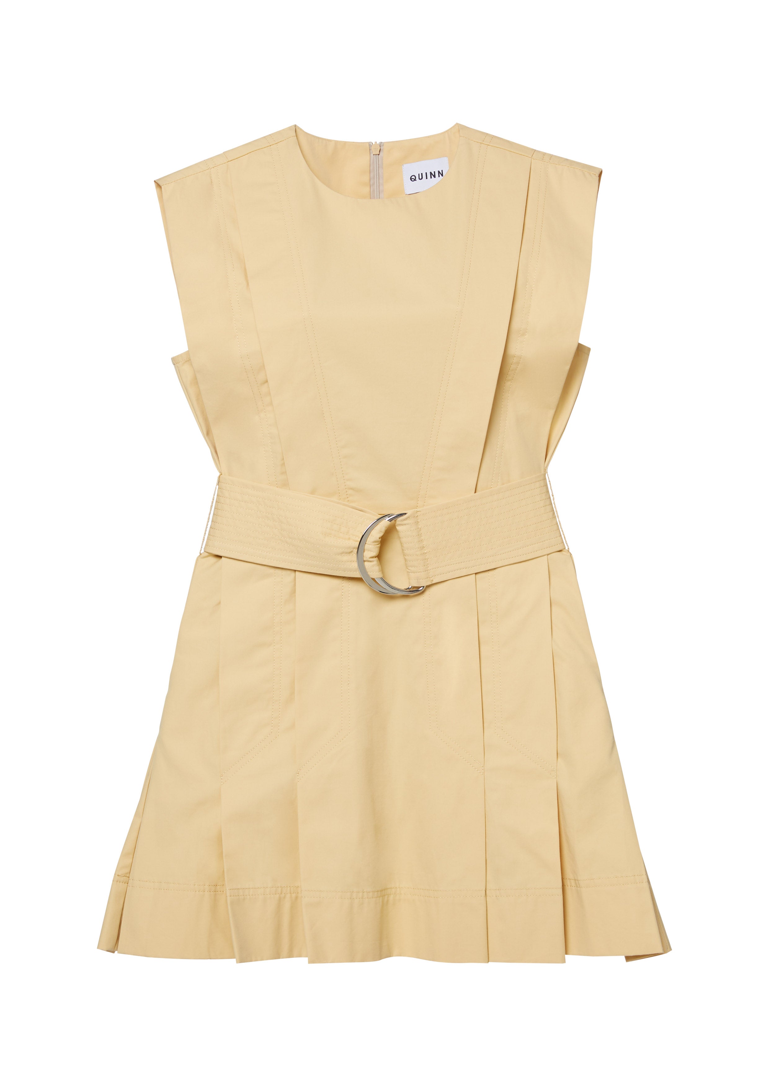 Pleated Mini Dress With Waist Belt
