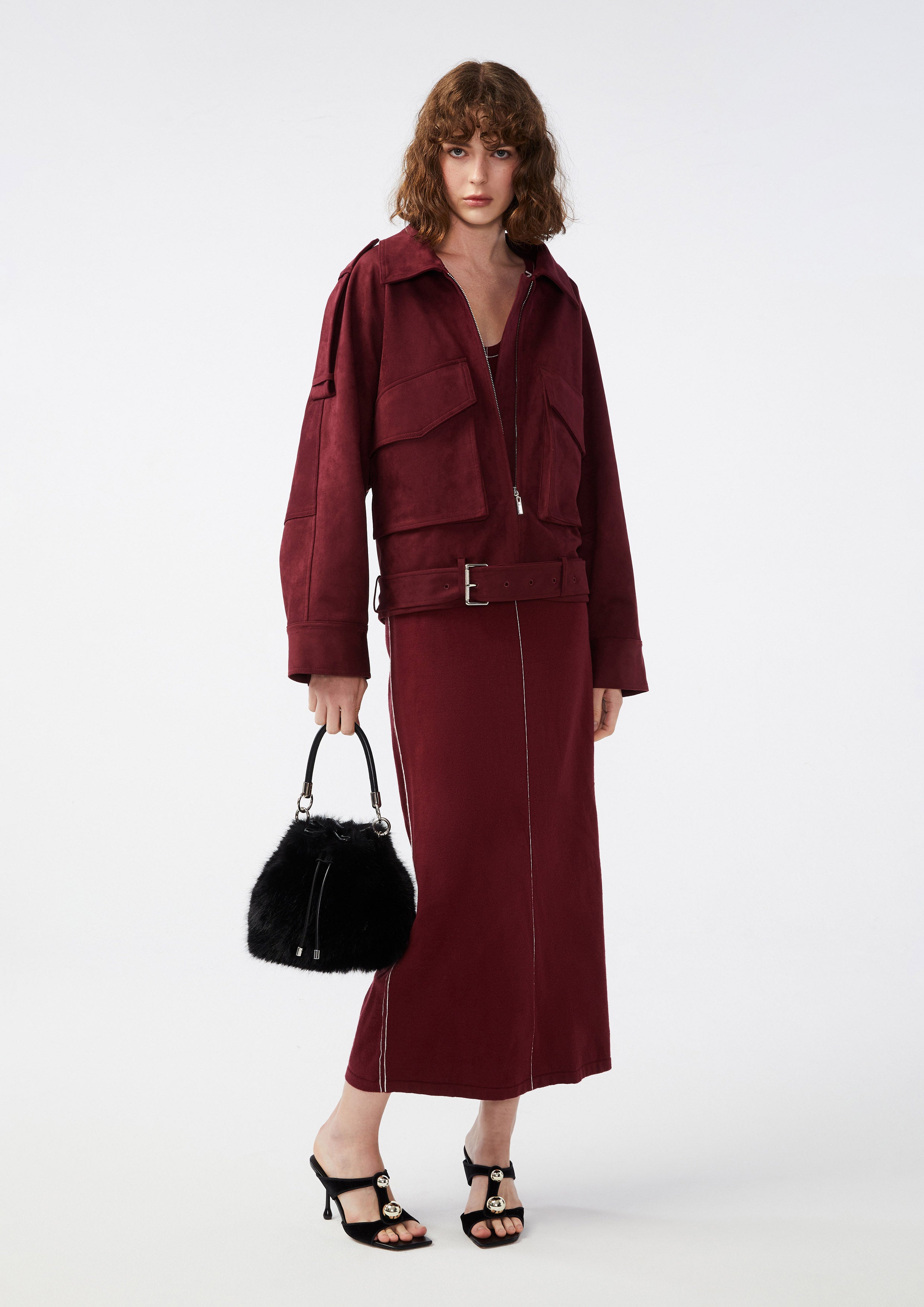 แจ็คเก็ตหนังกลับแขนยาว