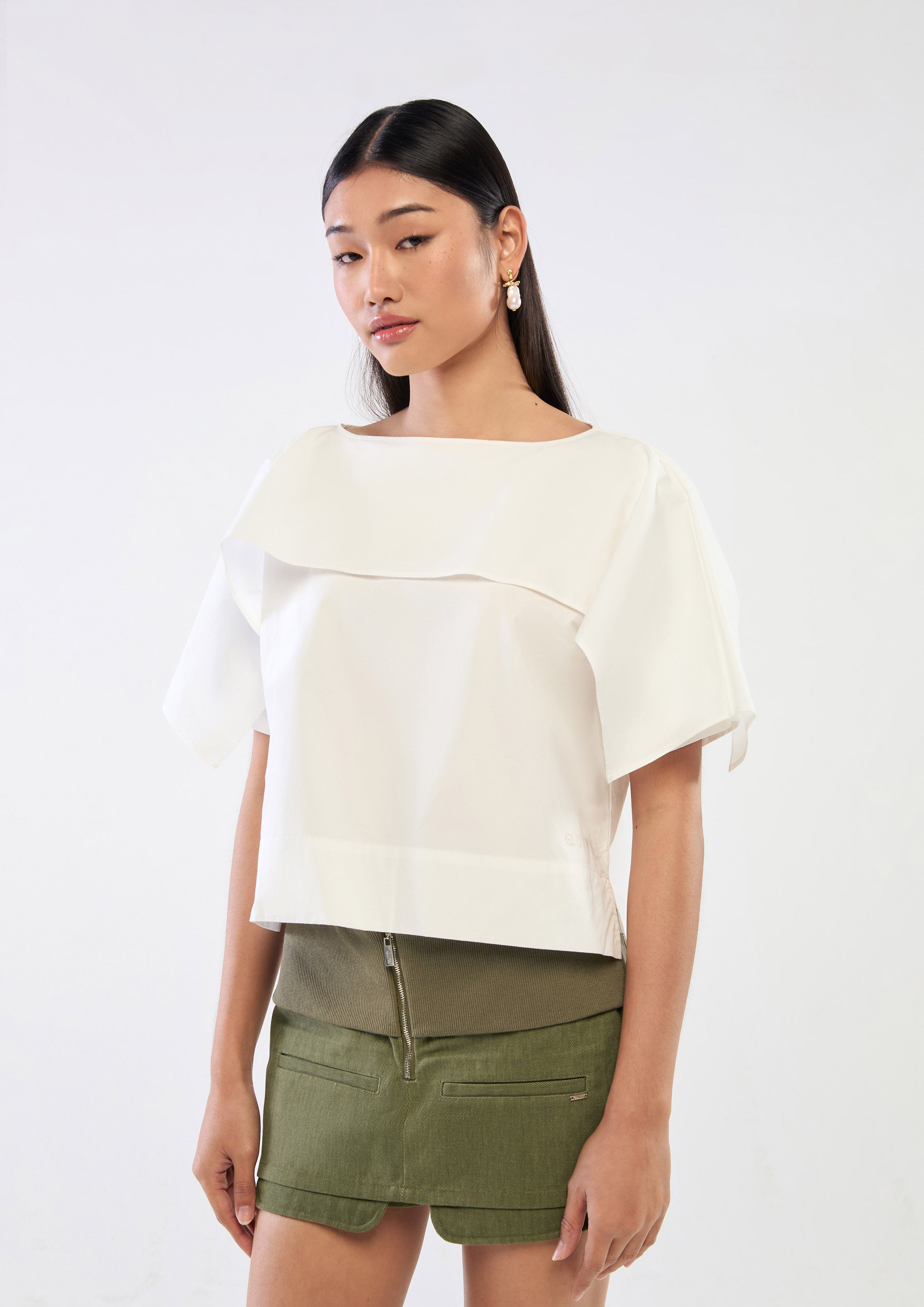 Flap Front Short Sleeve Top