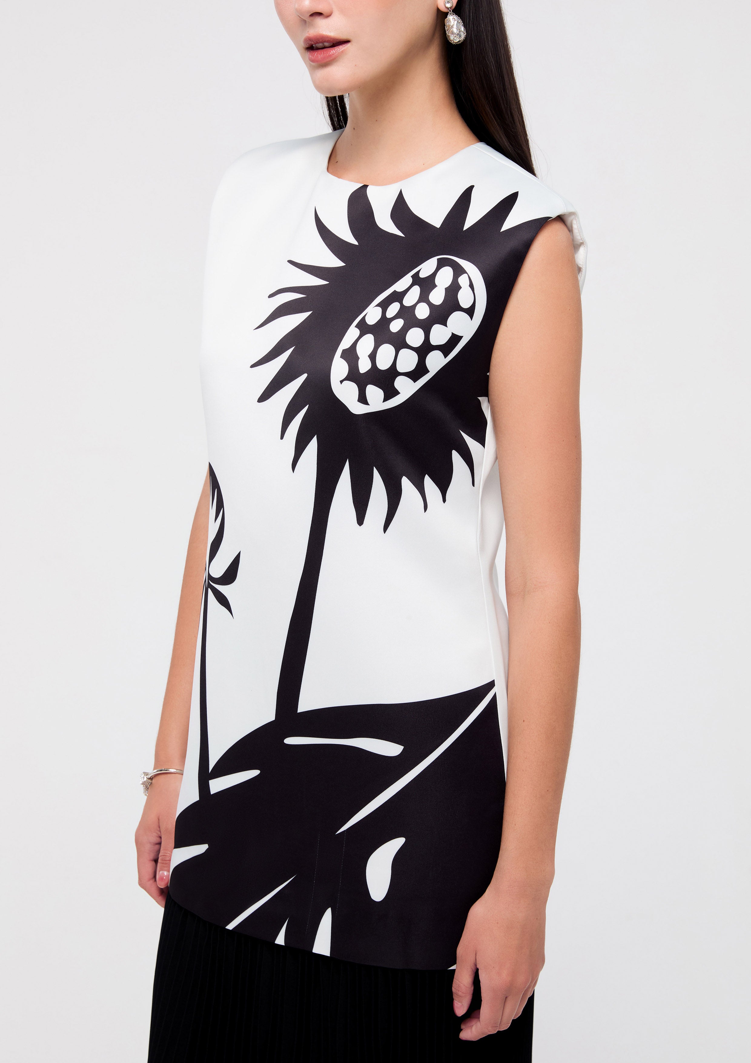 เดรสสั้นซาตินพิมพ์ลาย