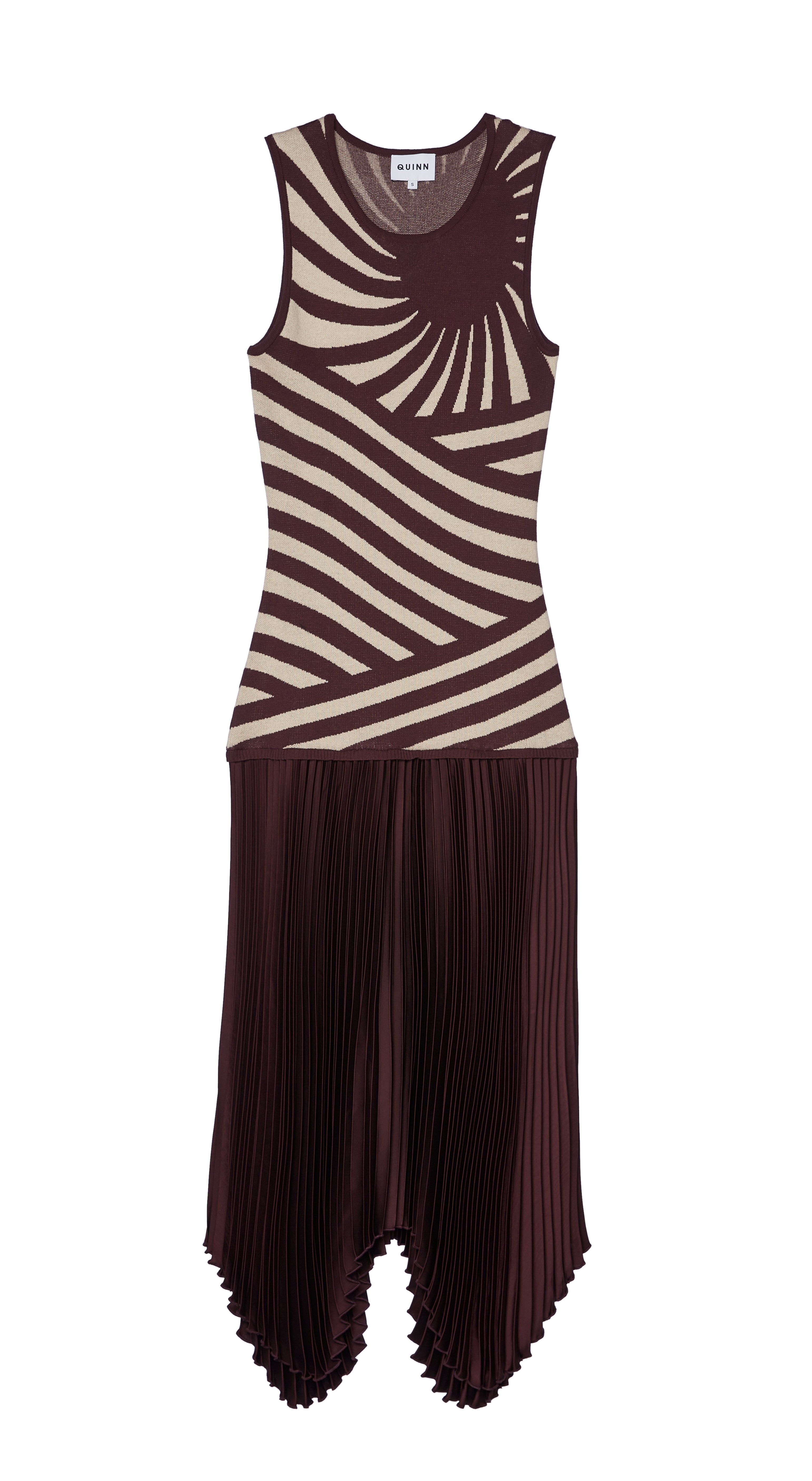 Cross Stripe Asymmetric Skirt Dress