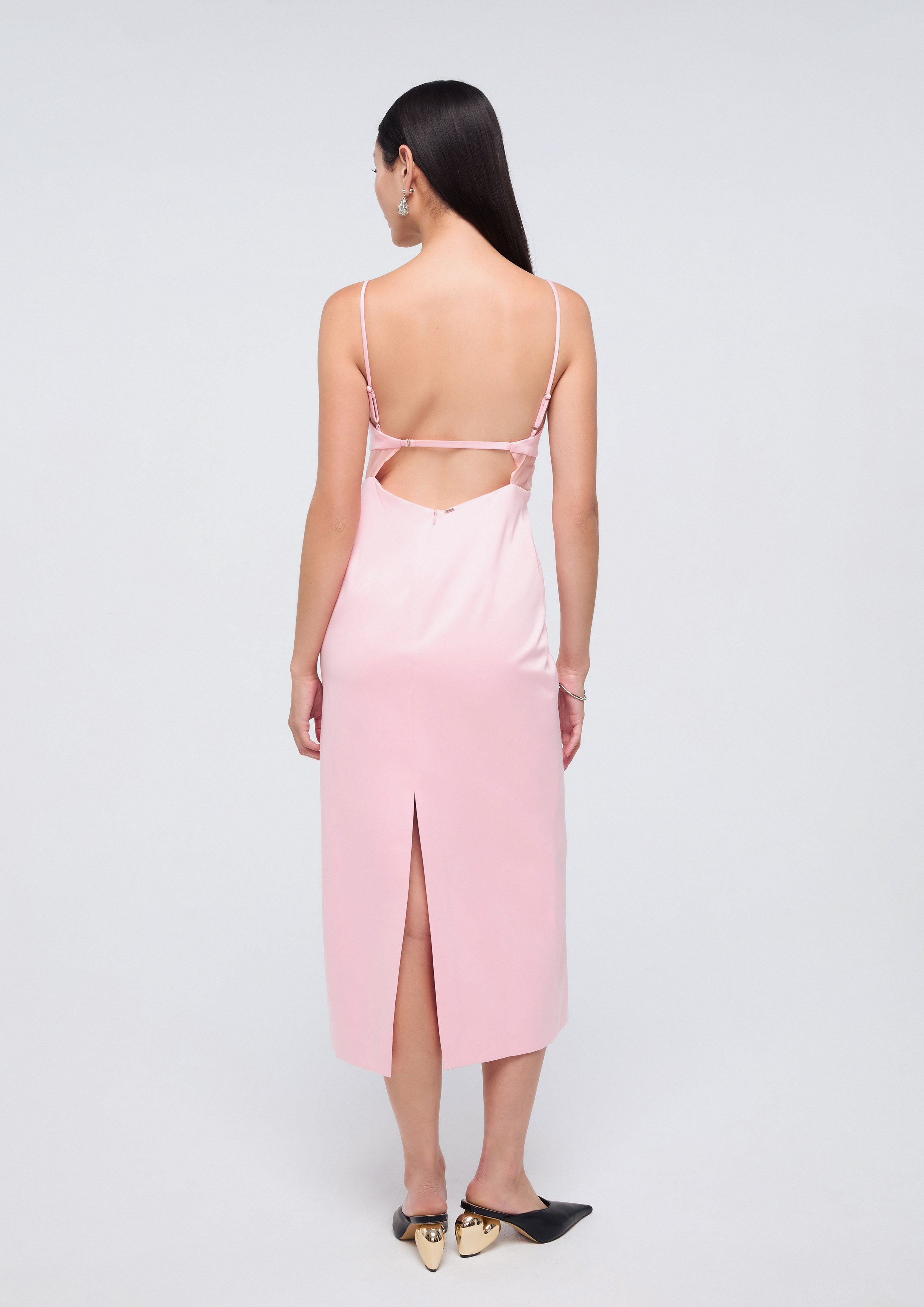 Cami Strap Sheer Panel Midi Dress