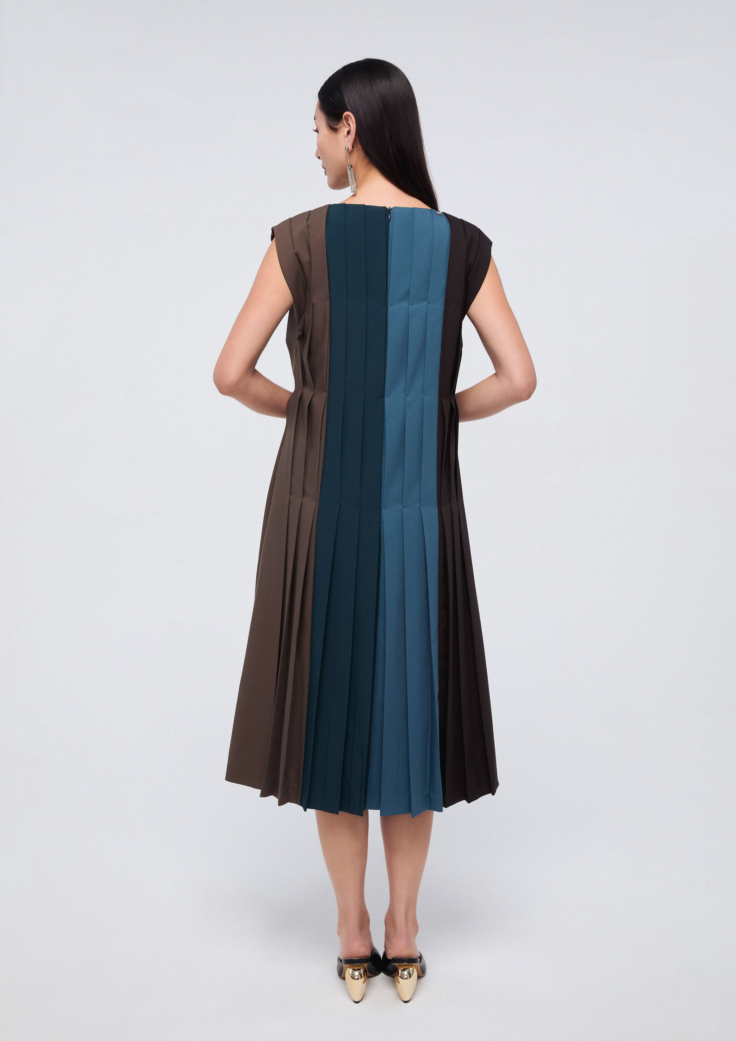 Panel Pleated Midi Dress