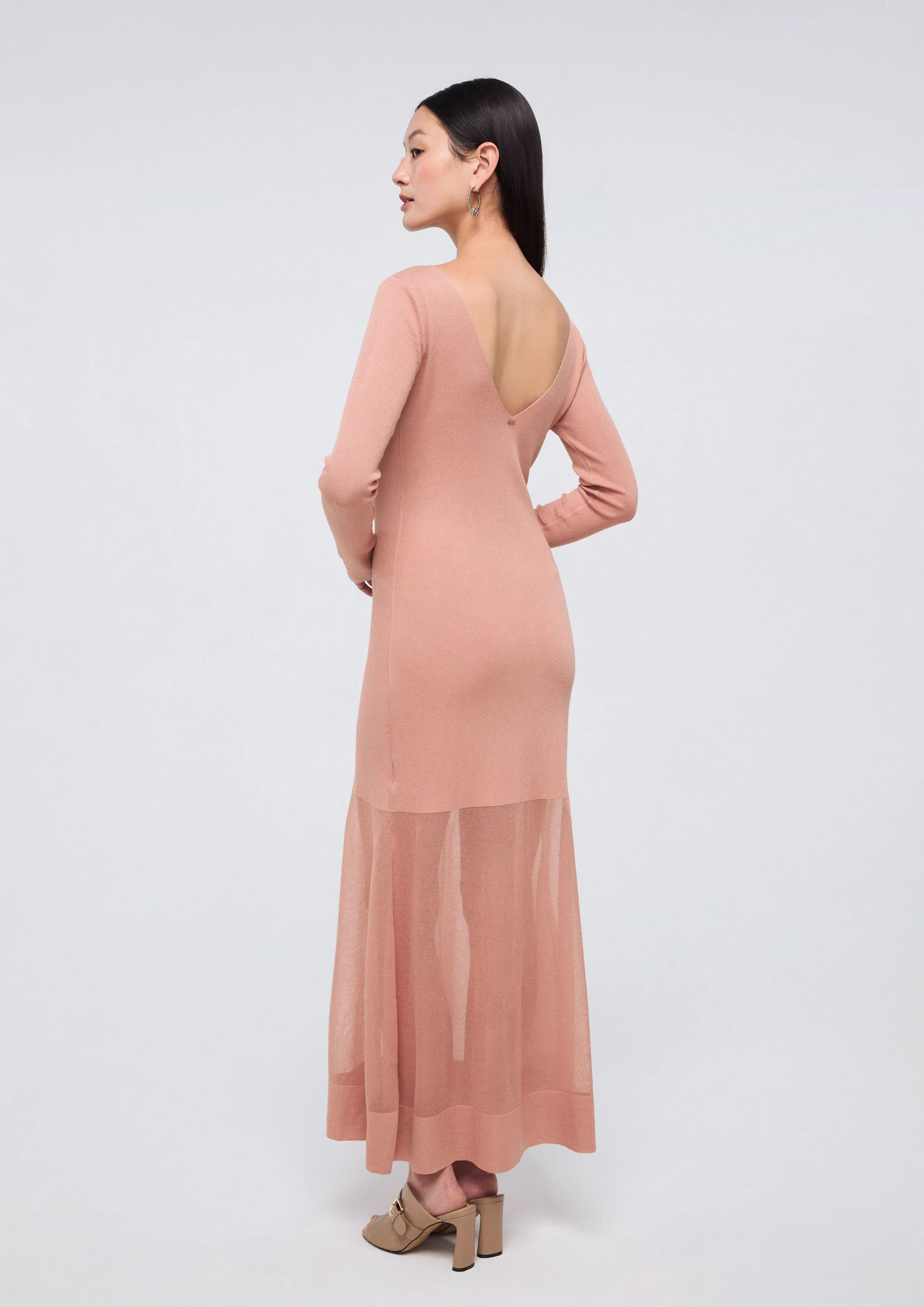 sheer overlay dress Sheer Overlay Long Sleeve Dress