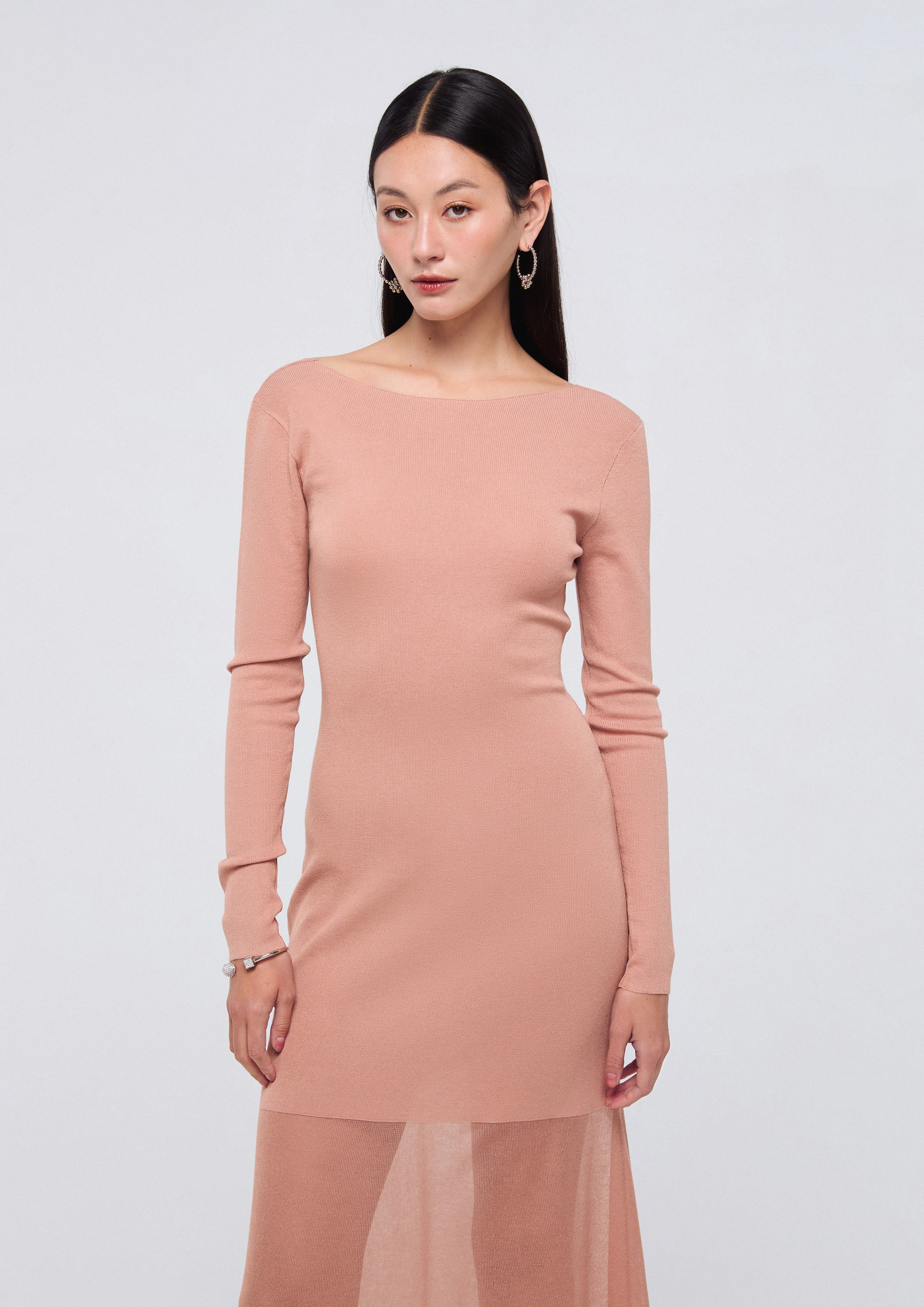 เดรสแขนยาวเลเยอร์ผ้าเชียร์