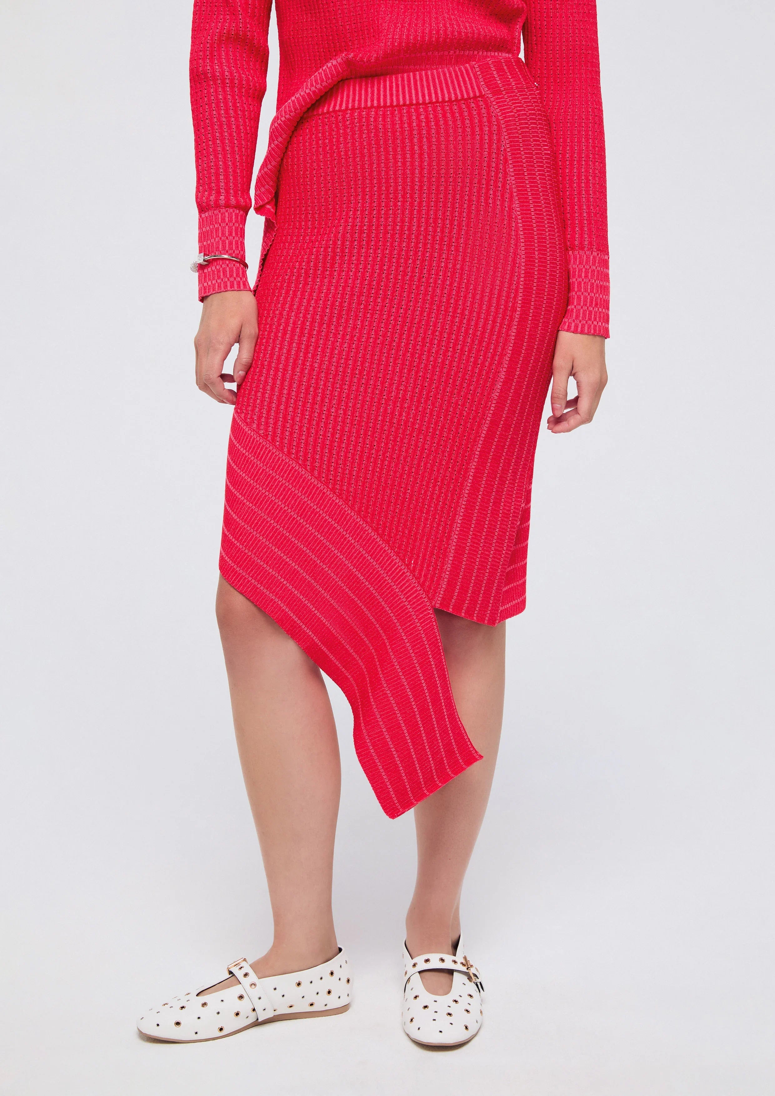 Knitted Asymmetric Midi Skirt