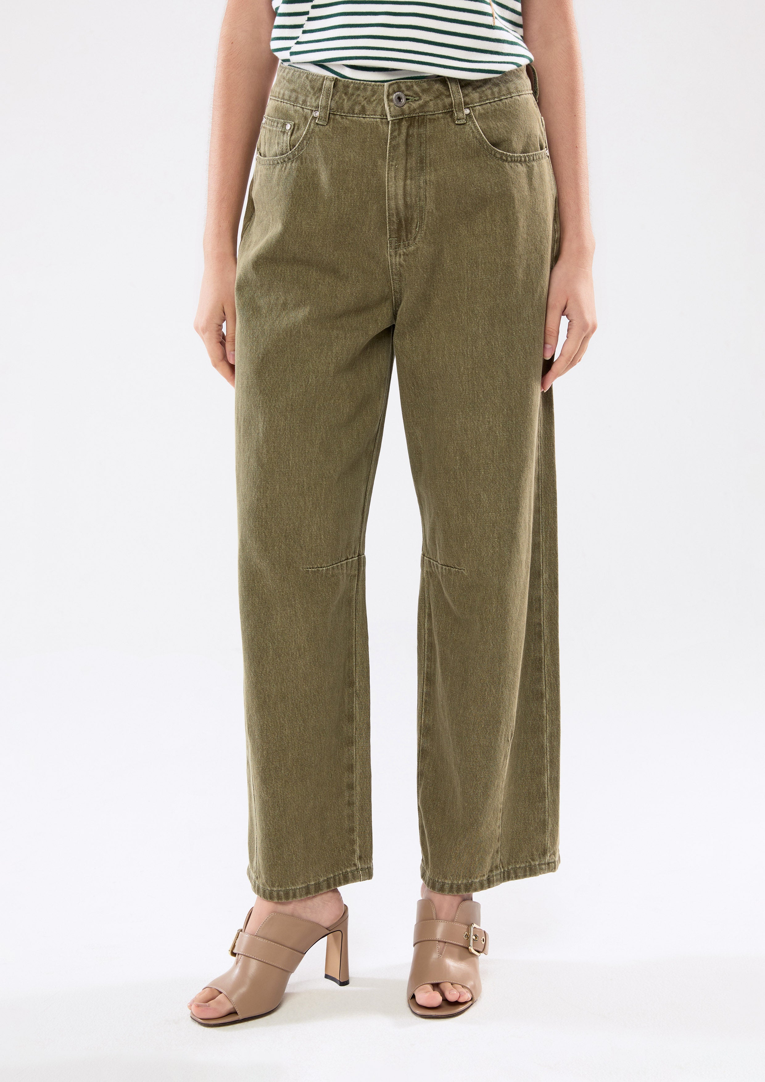 กางเกงเดนิมขากว้างสีเฟด