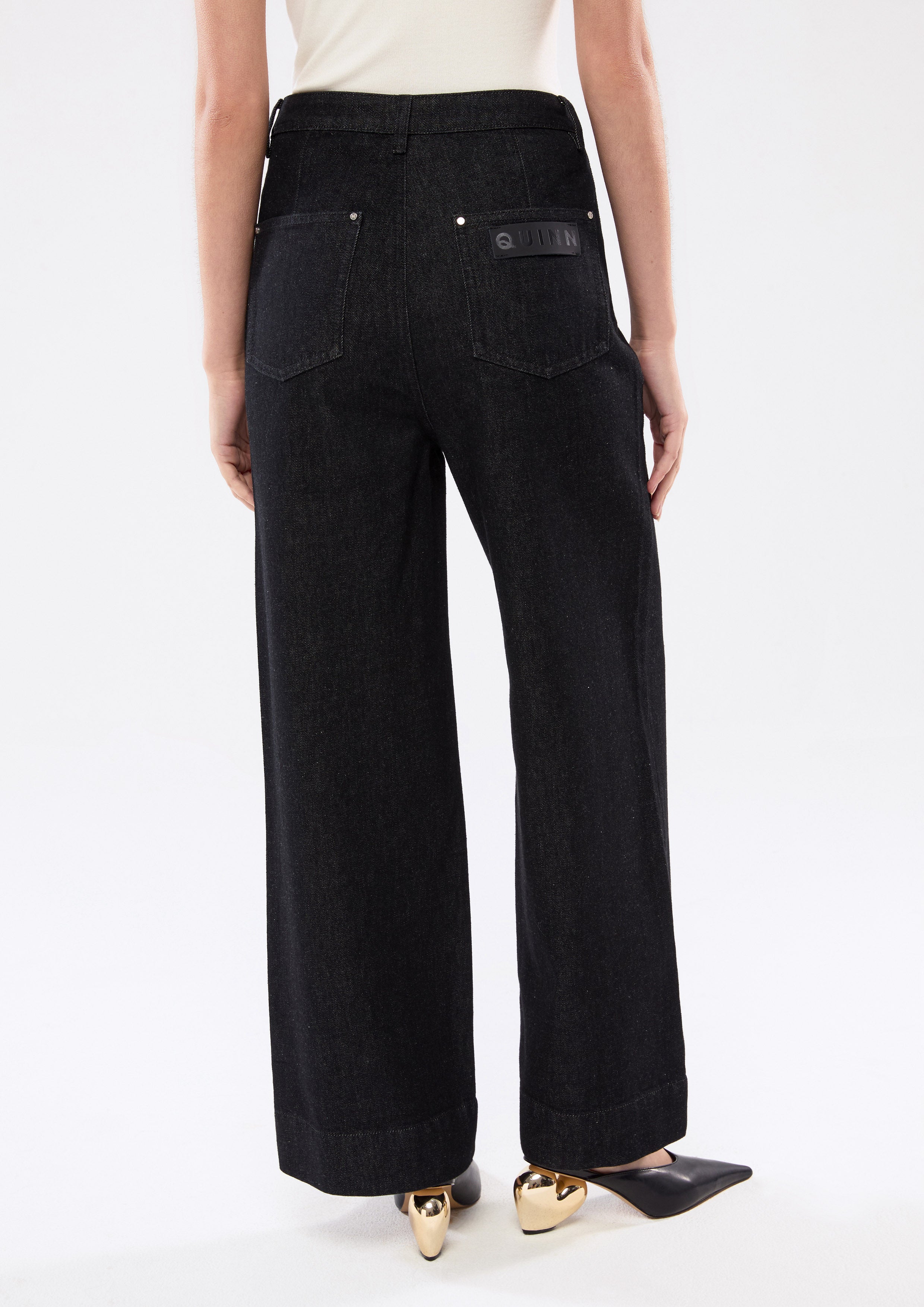 Wide Leg Denim Pants With Belt