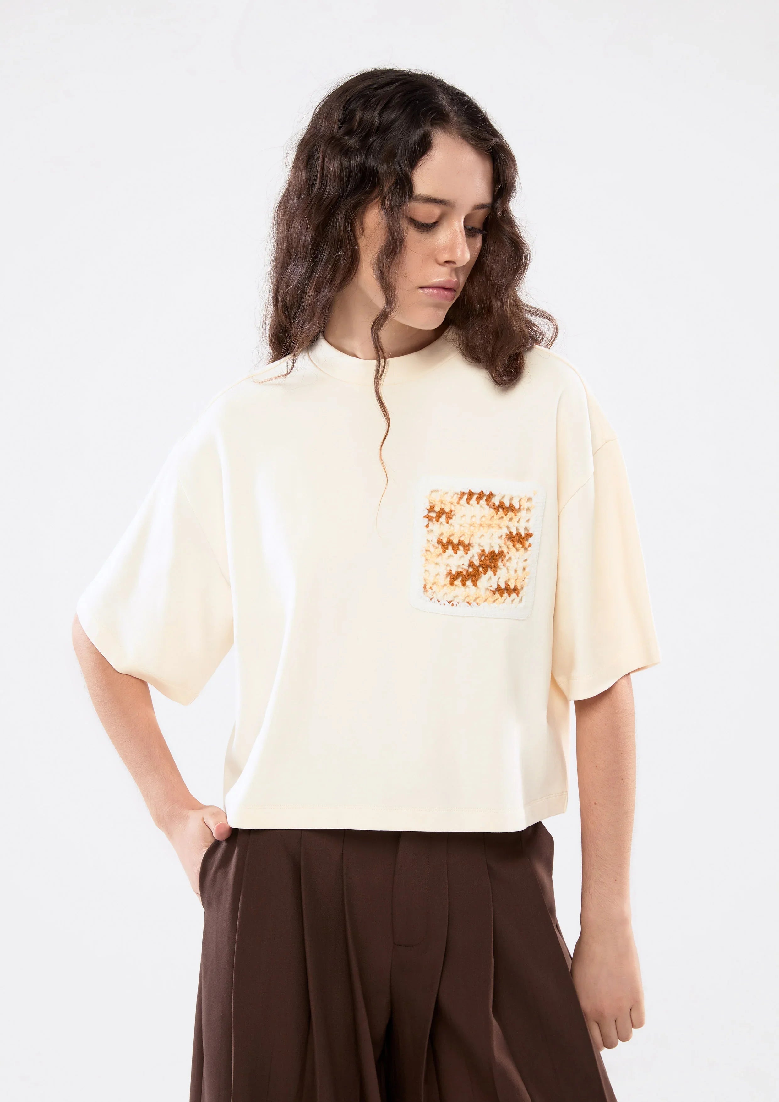 Knitted Pocket Oversized T-Shirt
