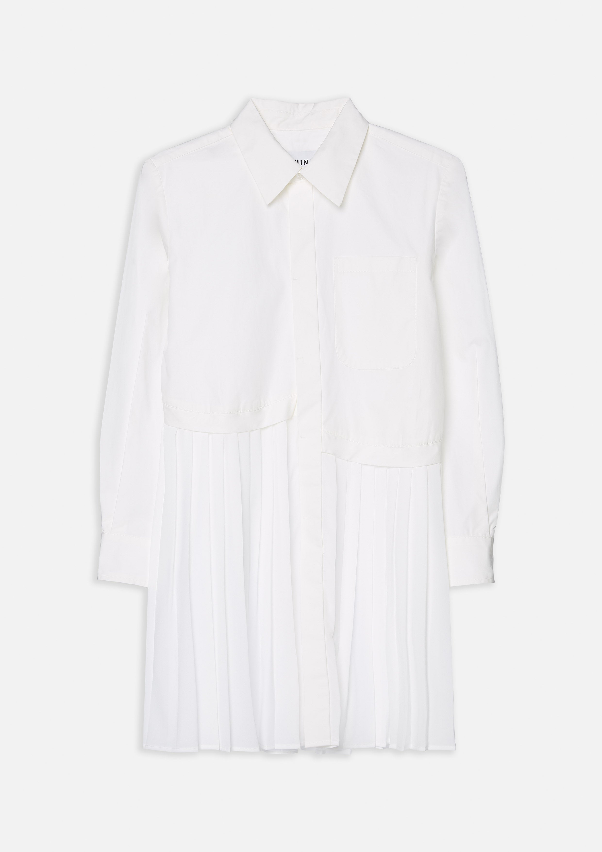 เสื้อเชิ้ตแขนยาวโอเวอร์เลย์ผ้าพลีท