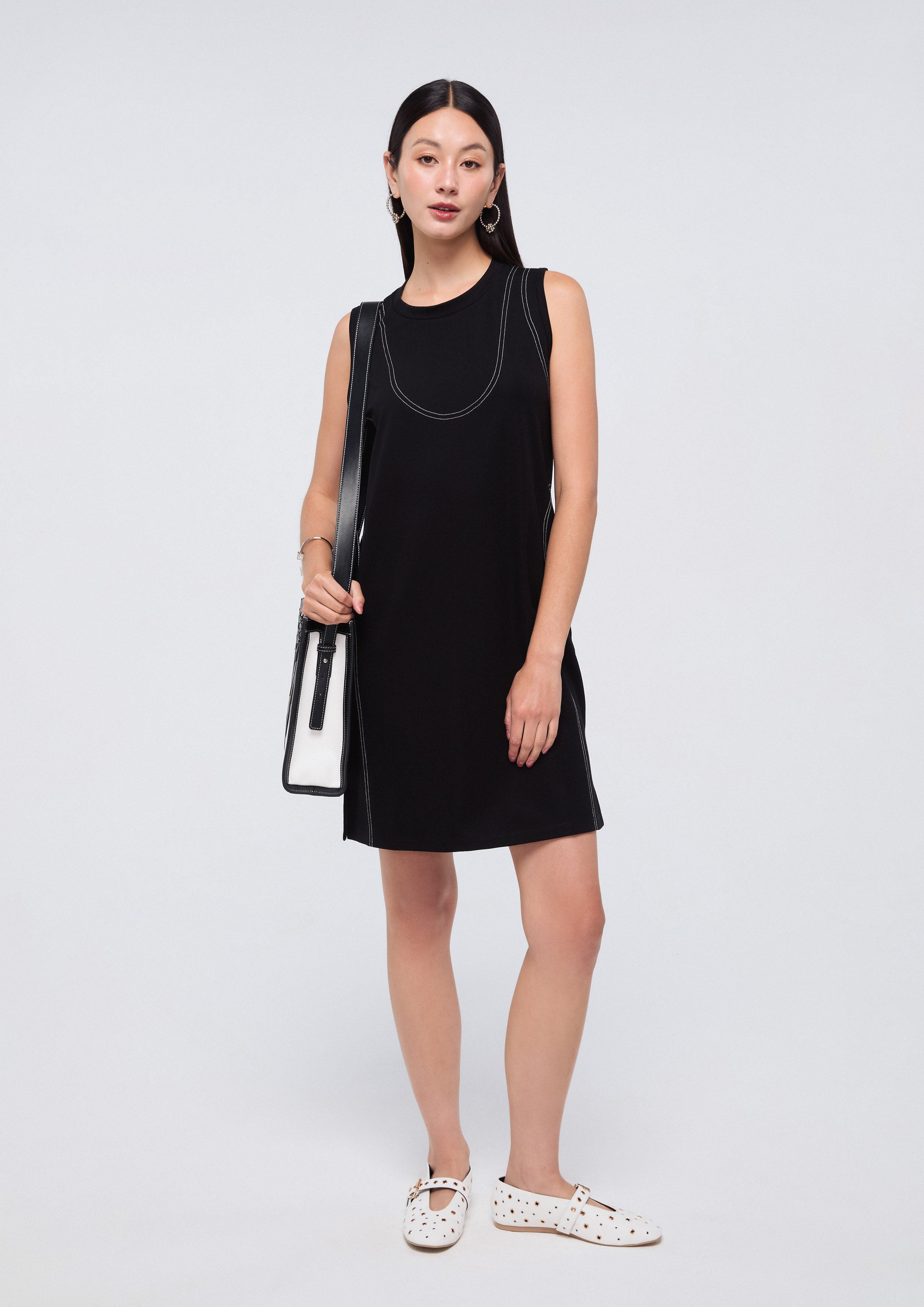 Contrast Stitching Mini Dress