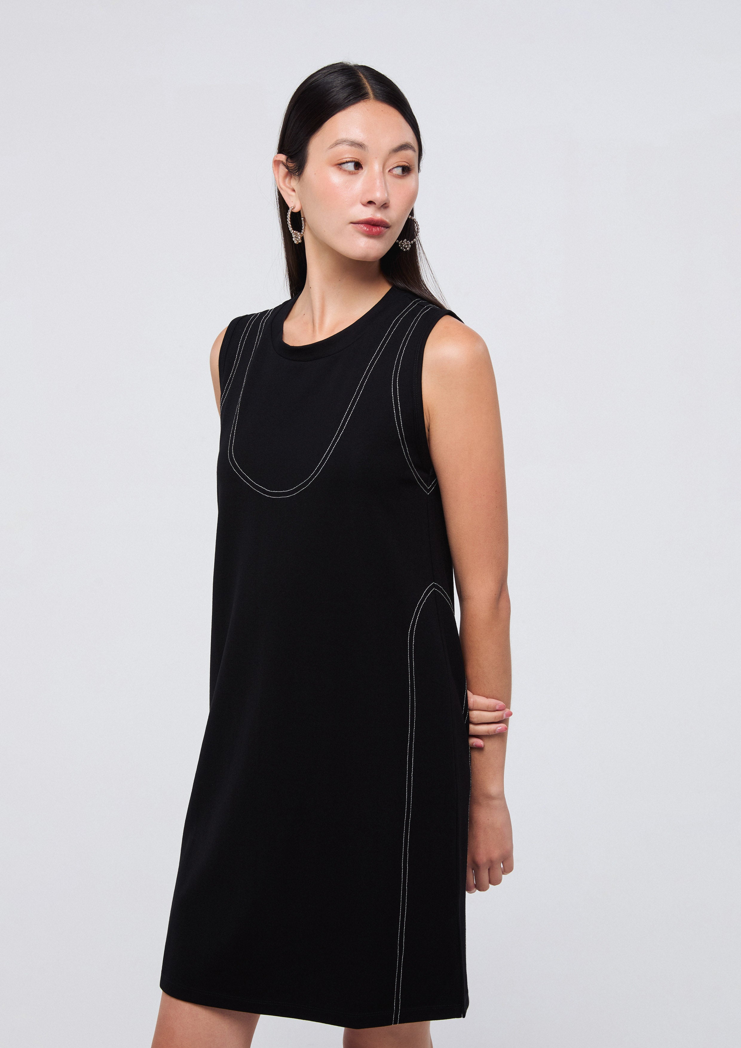 Contrast Stitching Mini Dress