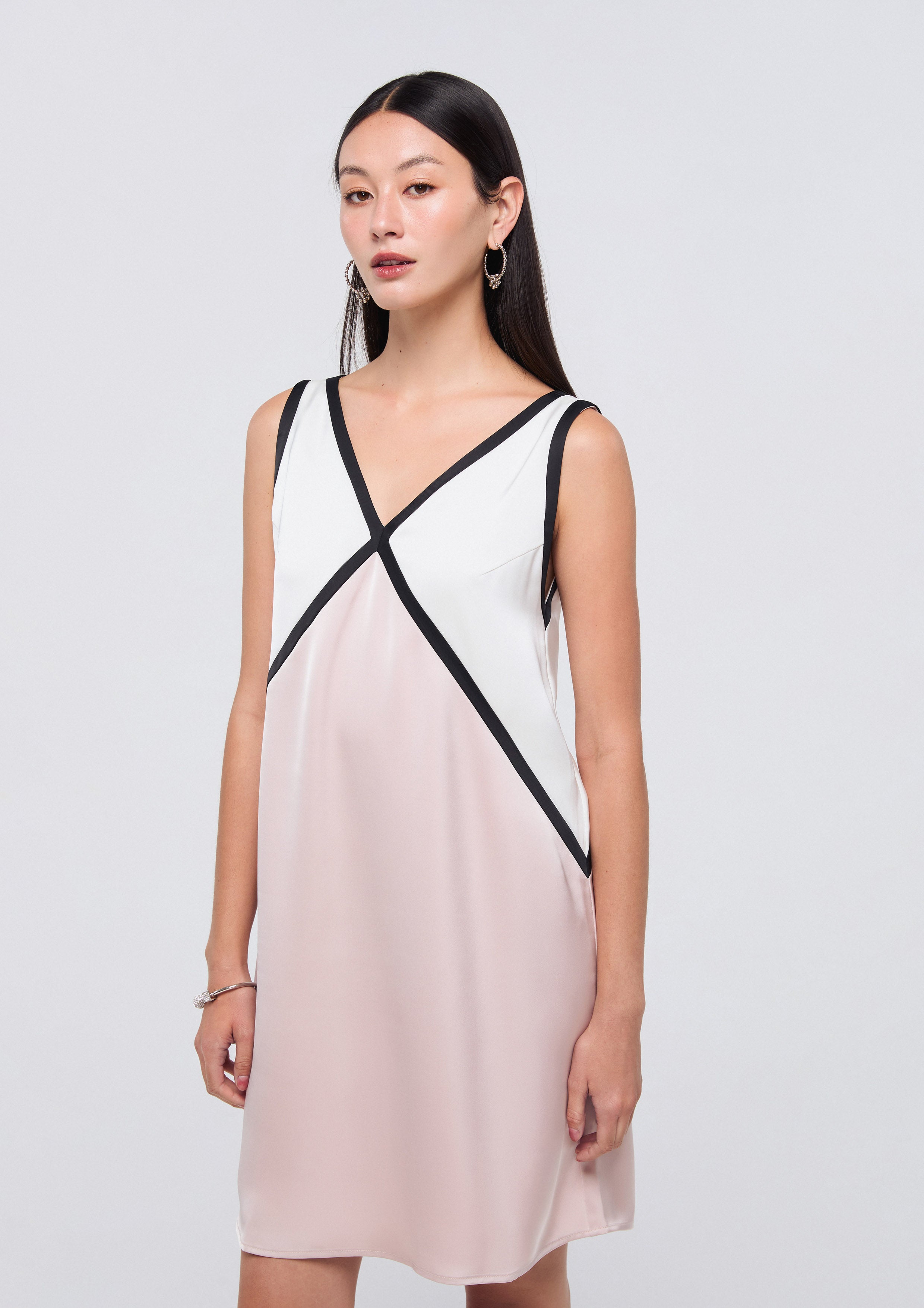 V Neck Panel Mini Dress